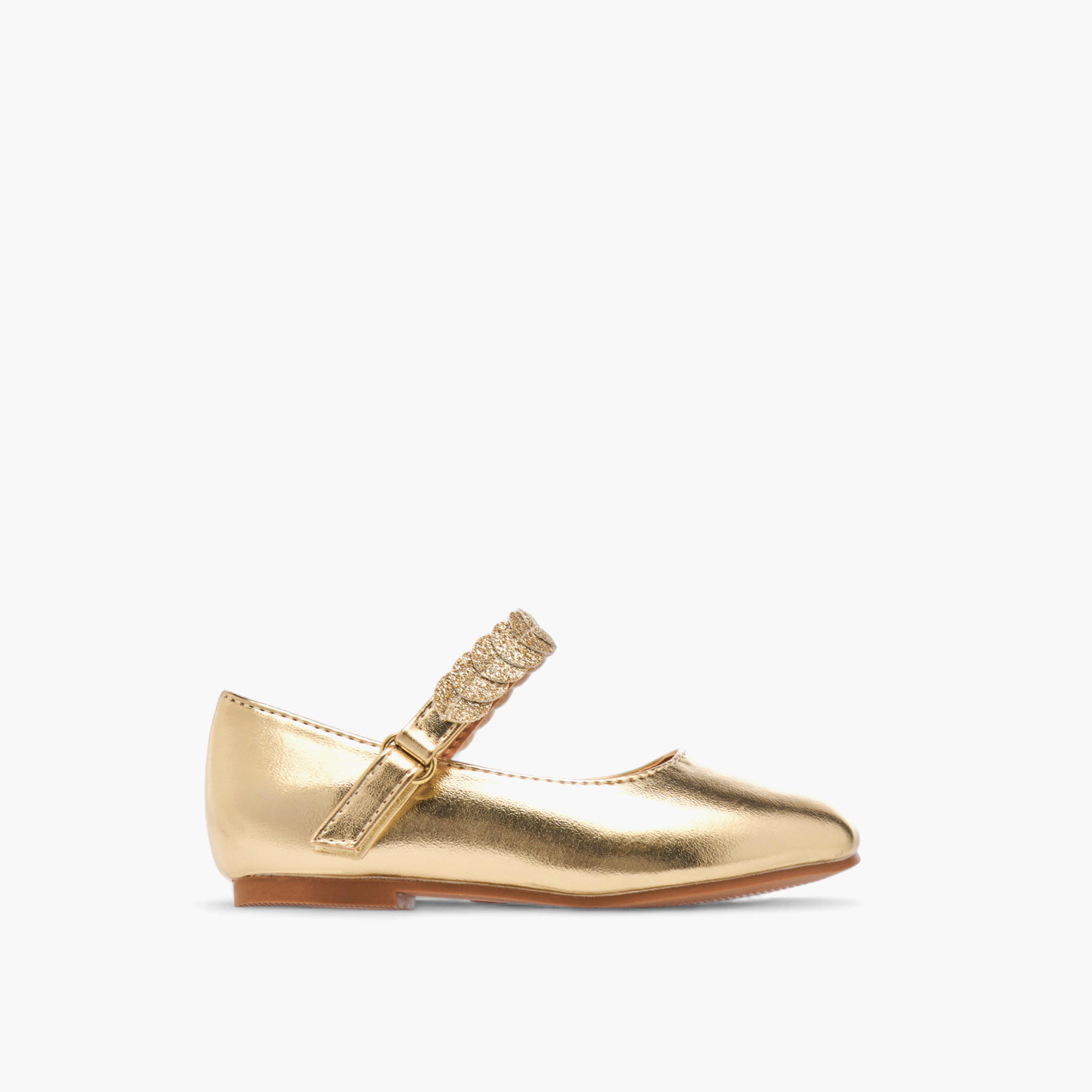 Juniors Solid Ballerina Shoes with Embellished Hook and Loop Closure-girls-shoes-ballerinas-image-3