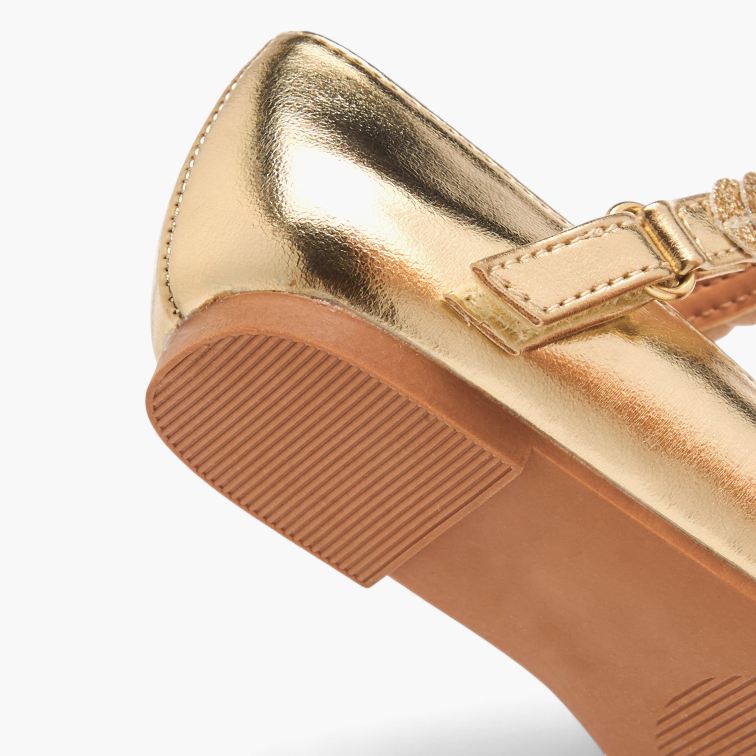 Juniors Solid Ballerina Shoes with Embellished Hook and Loop Closure-girls-shoes-ballerinas-image-5
