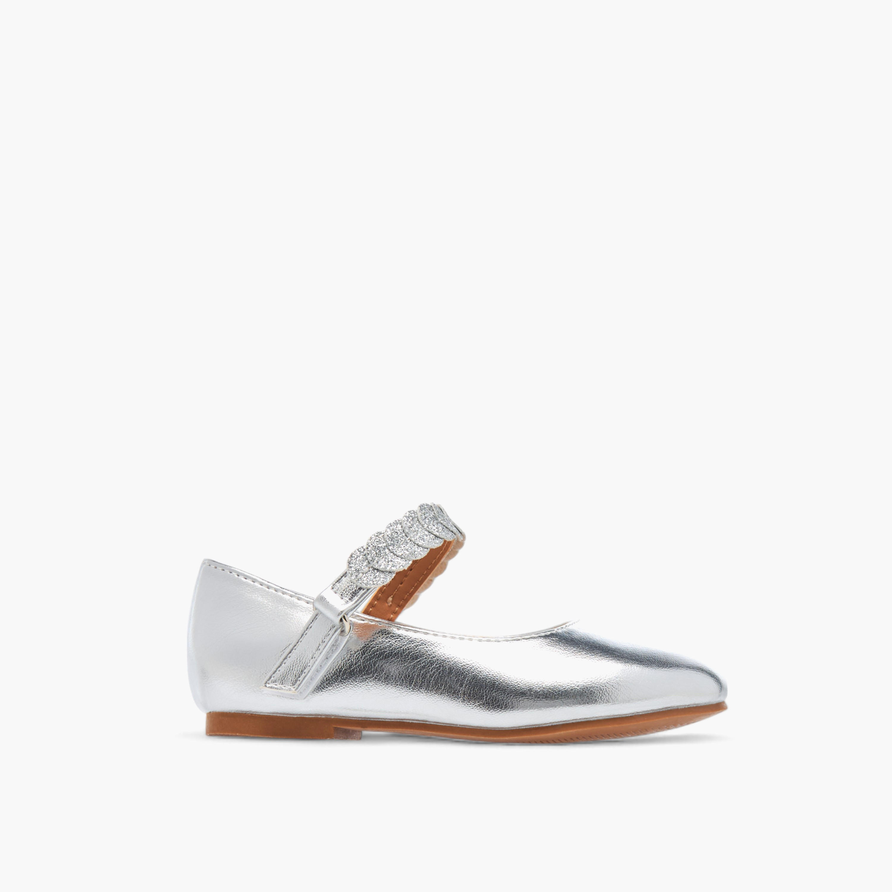 Juniors Solid Ballerina Shoes with Embellished Hook and Loop Closure-girls-shoes-ballerinas-image-3