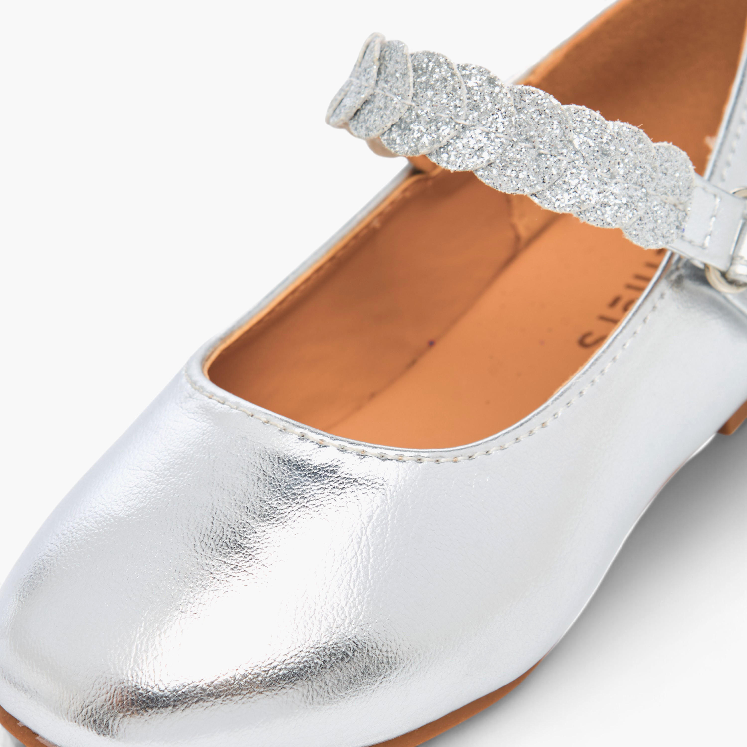 Juniors Solid Ballerina Shoes with Embellished Hook and Loop Closure-girls-shoes-ballerinas-image-5