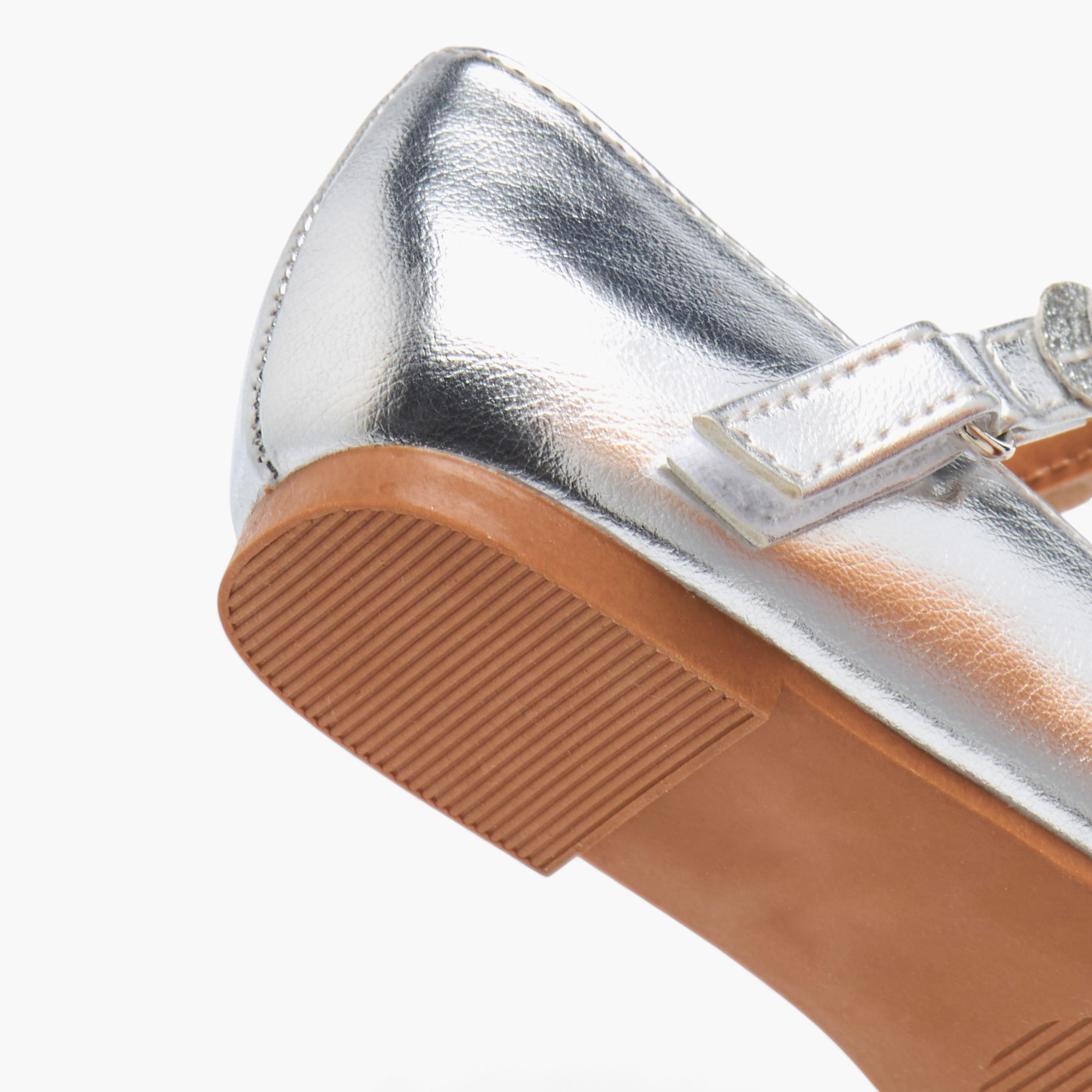 Juniors Solid Ballerina Shoes with Embellished Hook and Loop Closure-girls-shoes-ballerinas-image-6