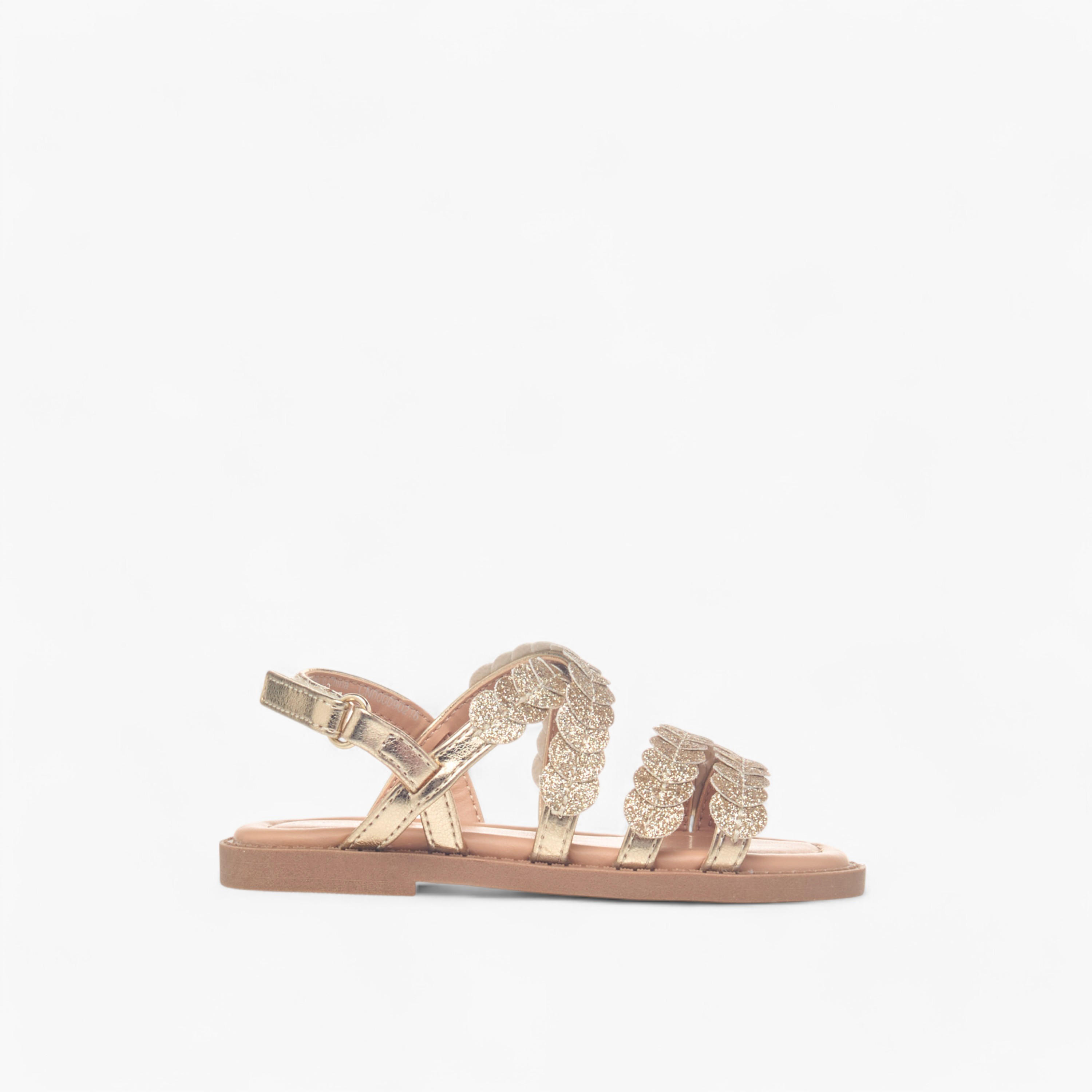 Juniors Glitter Detail Sandals with Hook and Loop Closure-girls-shoes-sandals-image-2