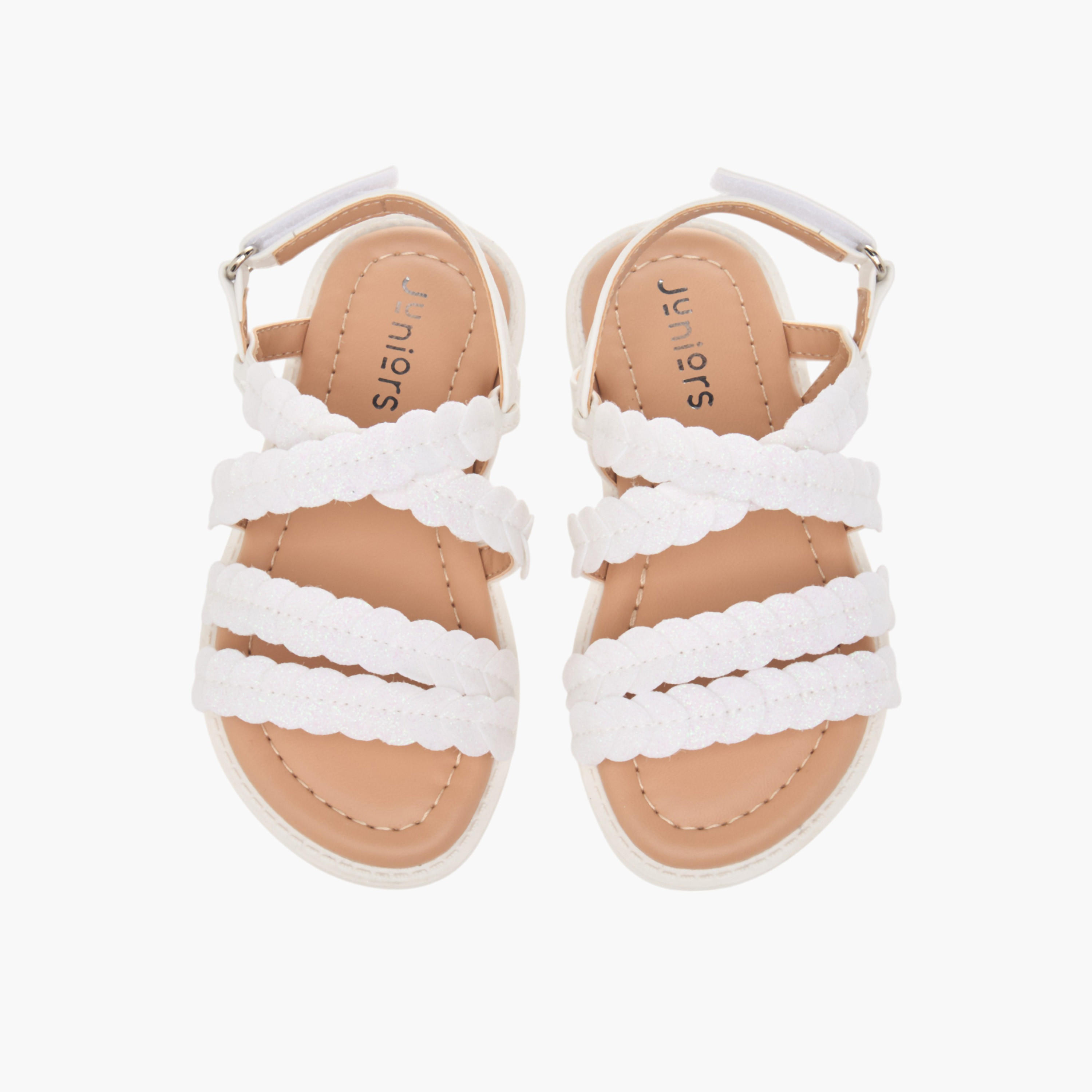 Juniors Glitter Detail Sandals with Hook and Loop Closure-girls-shoes-sandals-image-1