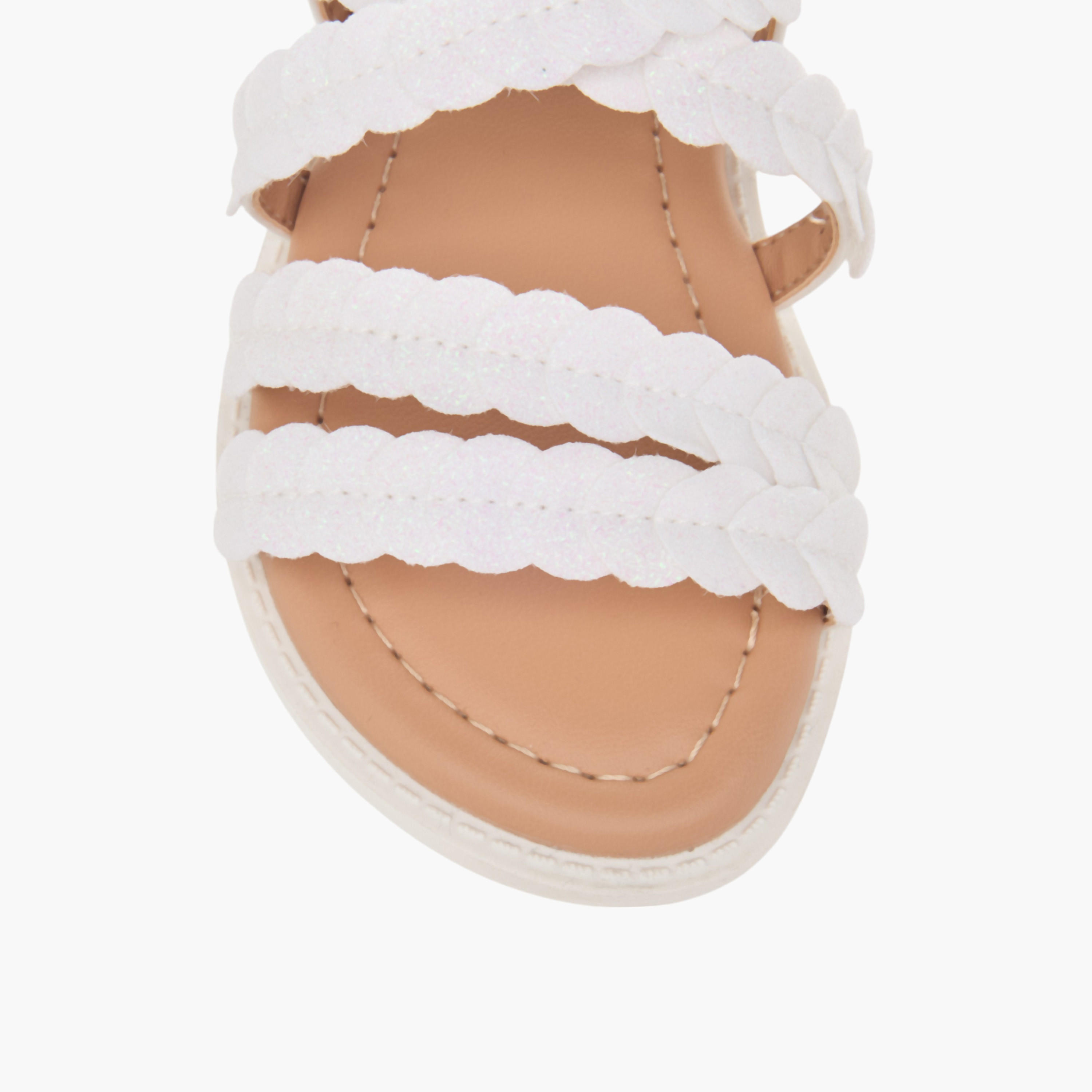 Juniors Glitter Detail Sandals with Hook and Loop Closure-girls-shoes-sandals-image-3