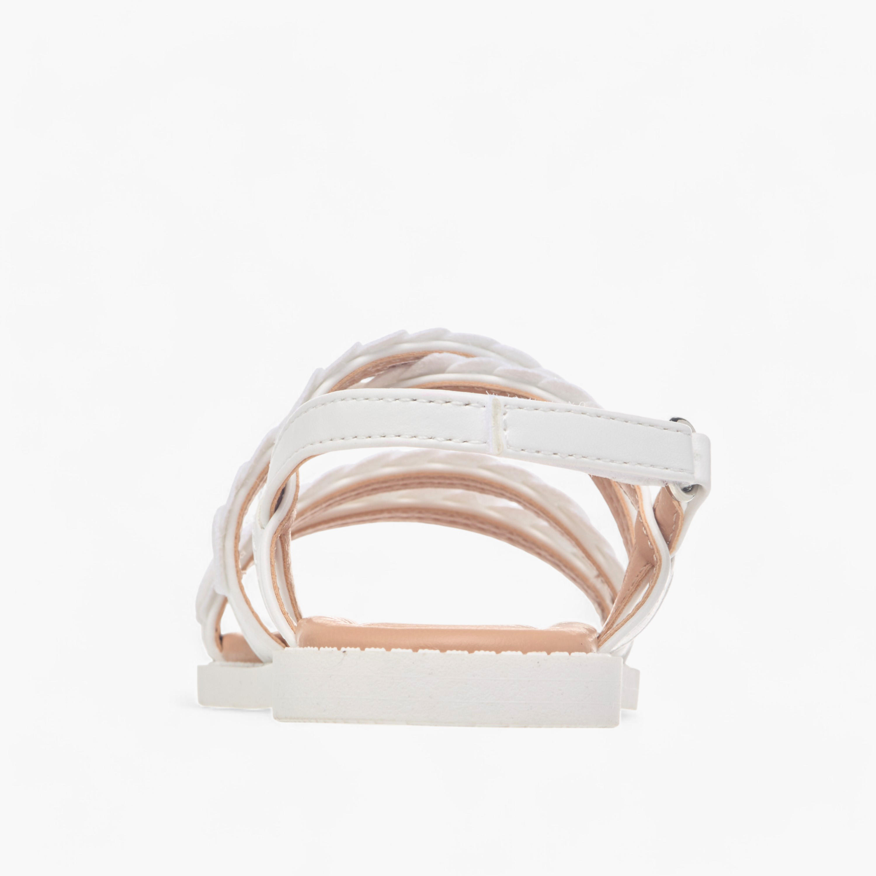 Juniors Glitter Detail Sandals with Hook and Loop Closure-girls-shoes-sandals-image-4