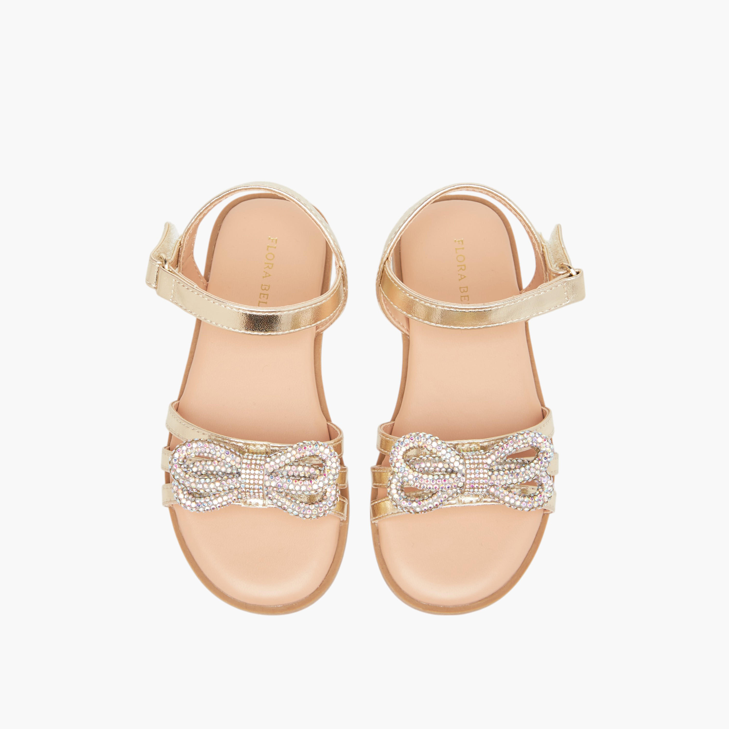 Flora Bella Metallic Sandals with Hook and Loop Closure-girls-shoes-sandals-image-1