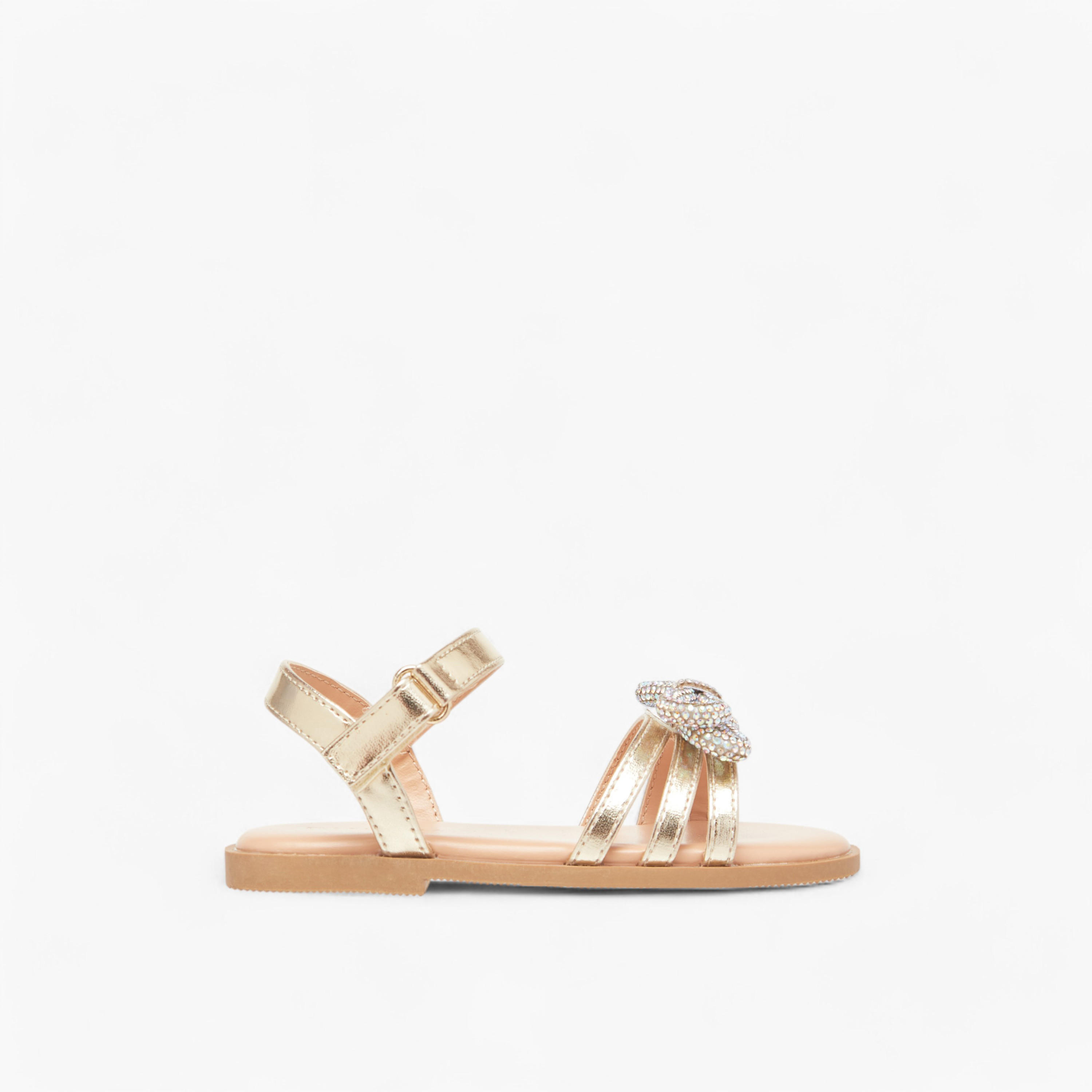 Flora Bella Metallic Sandals with Hook and Loop Closure-girls-shoes-sandals-image-2