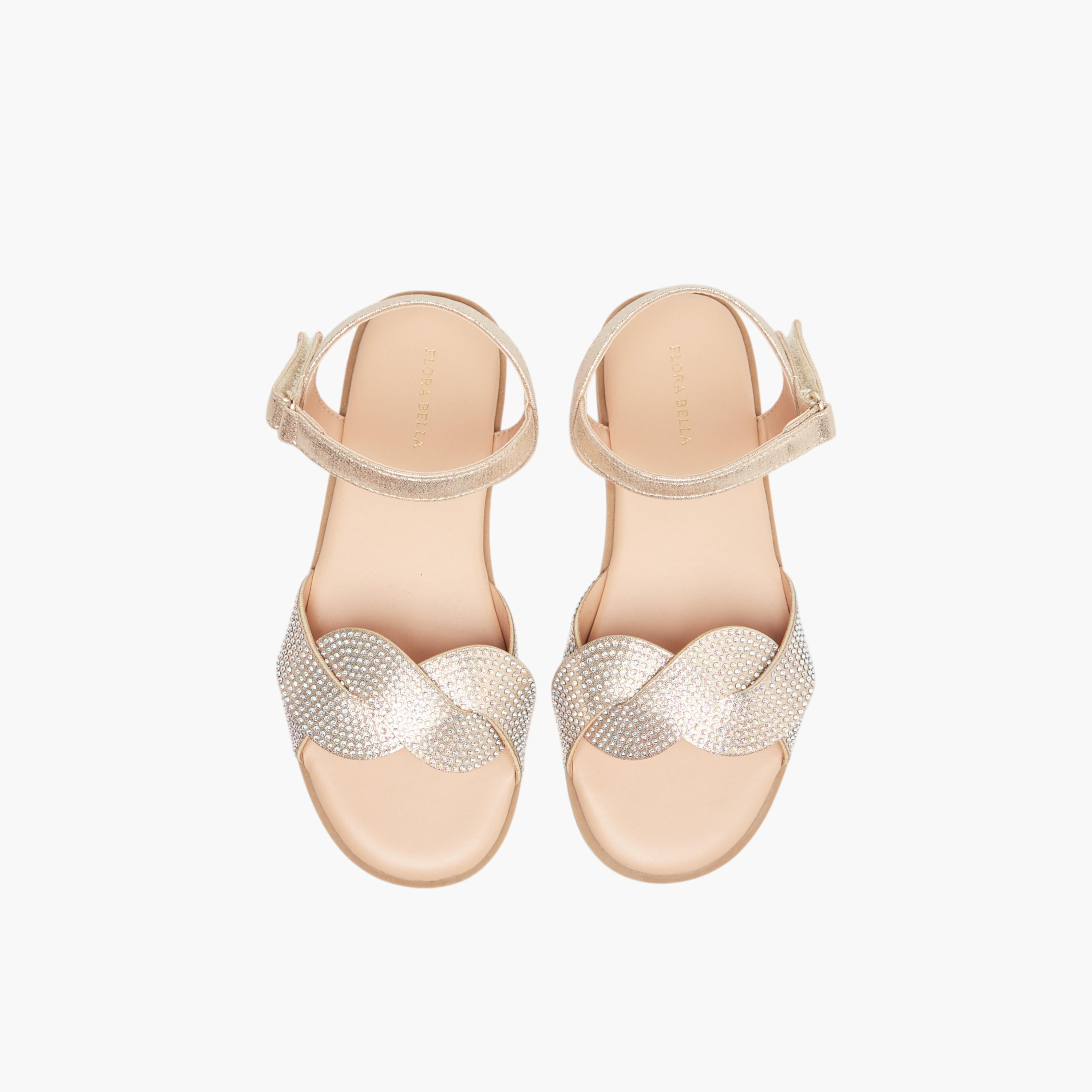 صندل بحزام مرصع وشريط إغلاق لاصق من فلورا بيلا-girls-shoes-sandals-image-1