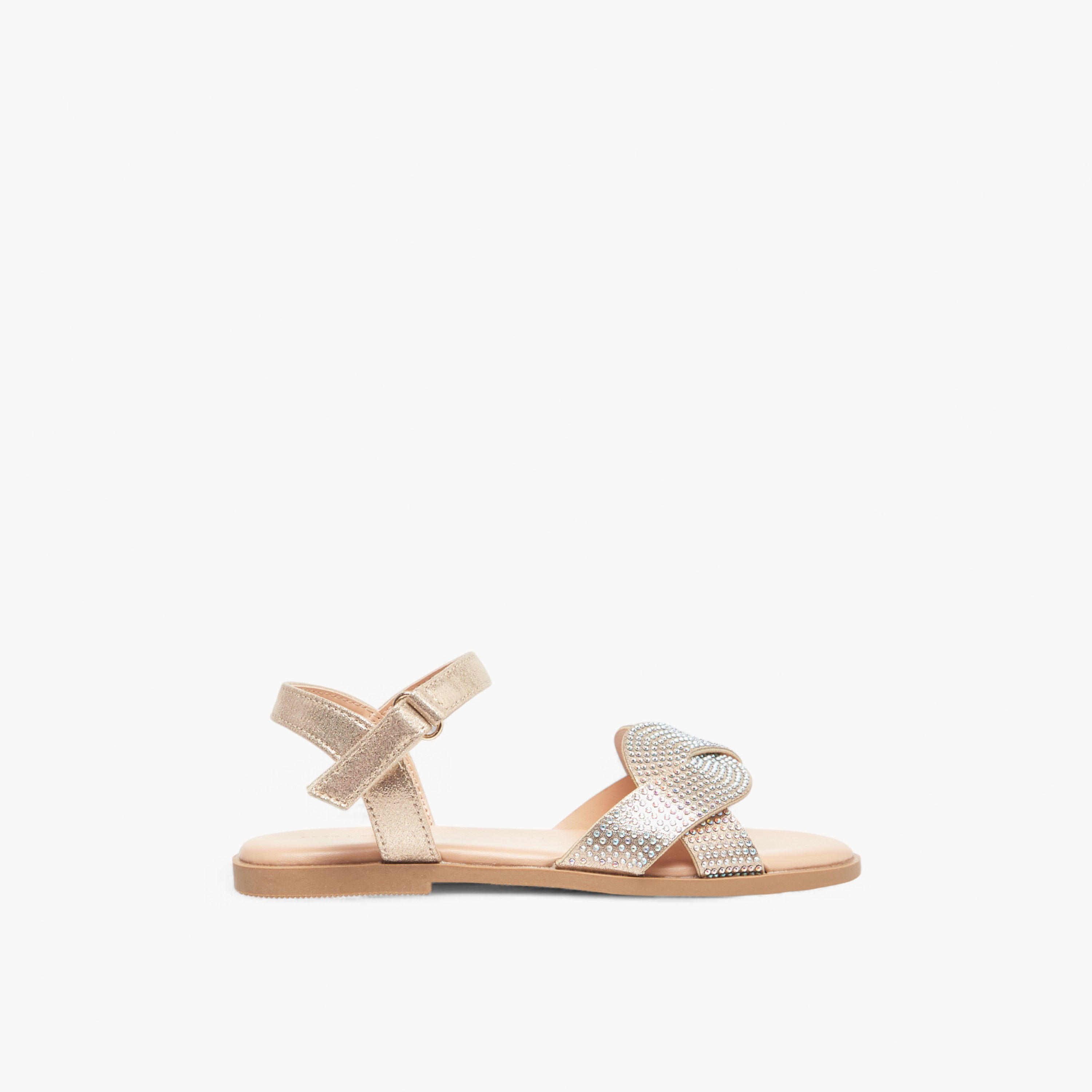 صندل بحزام مرصع وشريط إغلاق لاصق من فلورا بيلا-girls-shoes-sandals-image-2