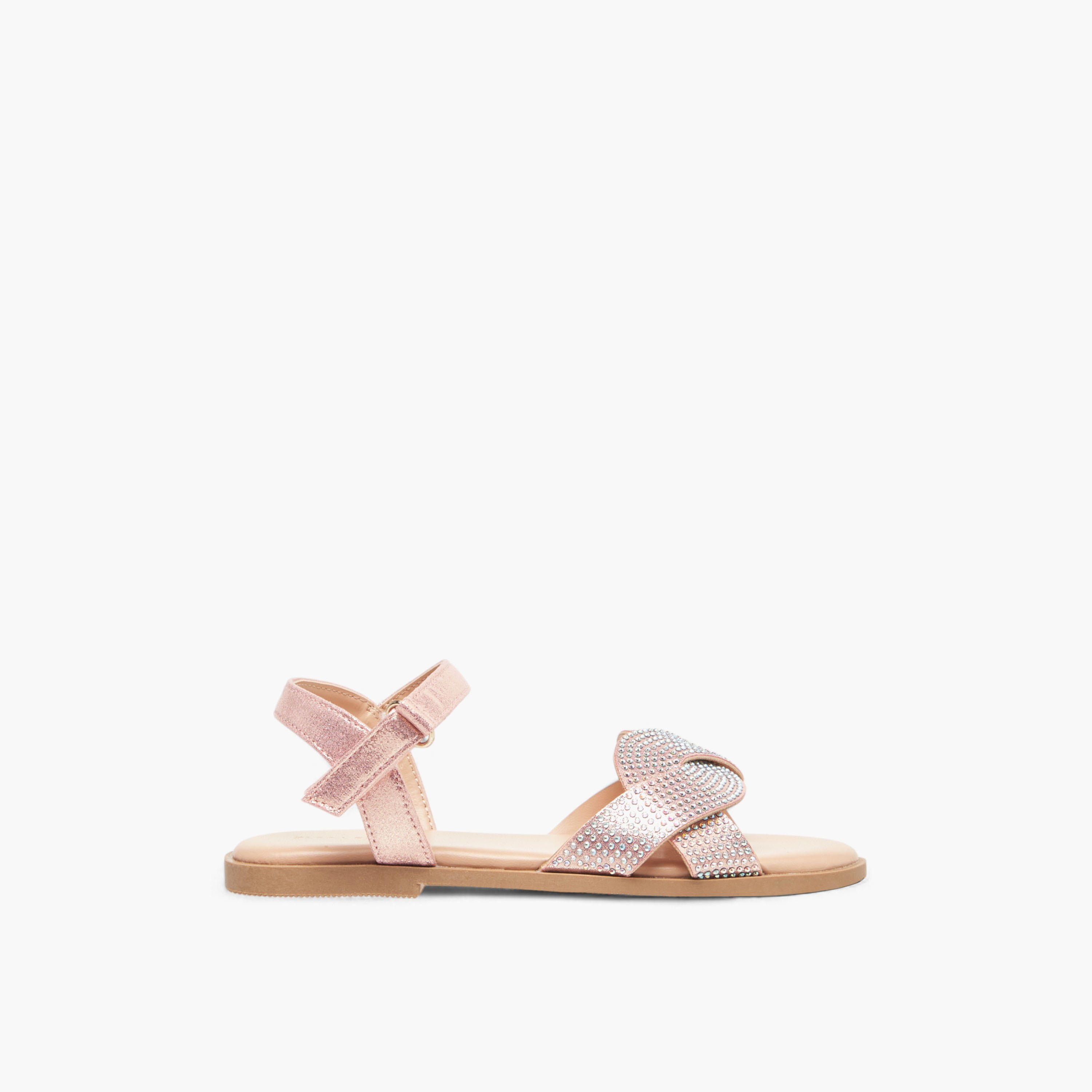 Flora Bella Studded Strap Sandals with Hook and Loop Closure-girls-shoes-sandals-image-2