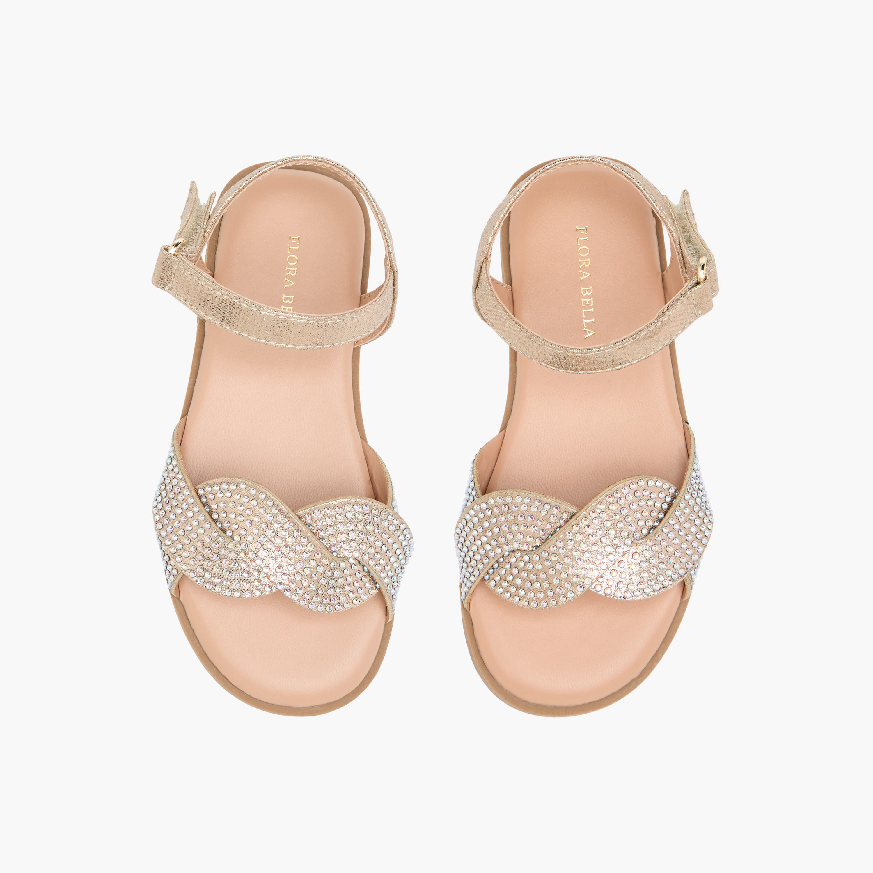 Flora Bella Embellished Sandals with Hook and Loop Closure-girls-shoes-sandals-image-1