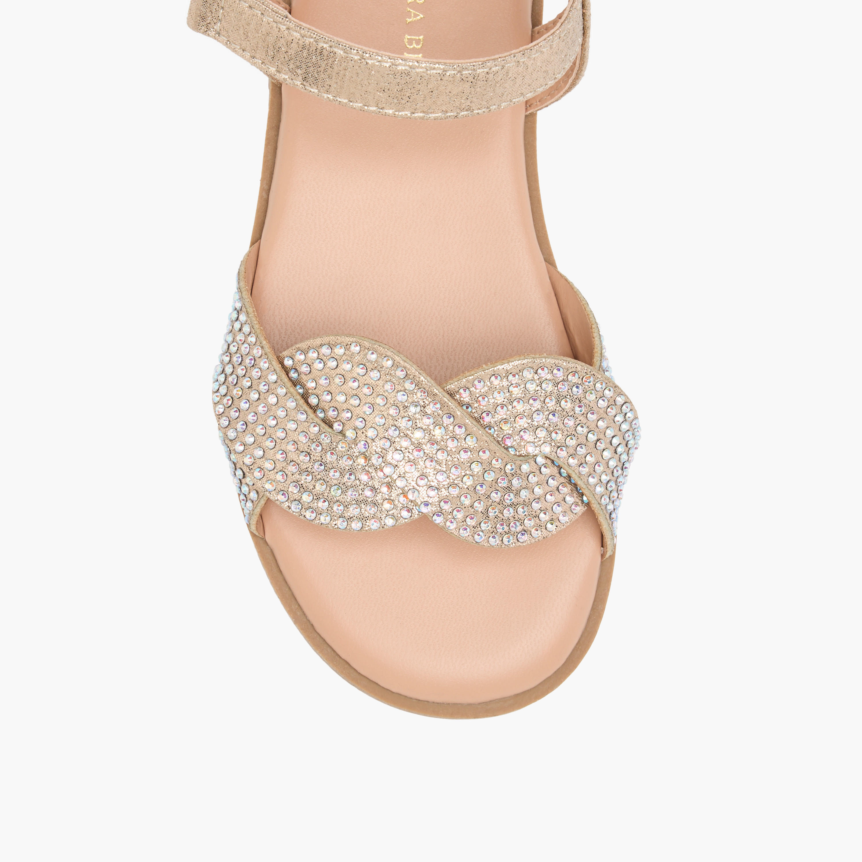 Flora Bella Embellished Sandals with Hook and Loop Closure-girls-shoes-sandals-image-3