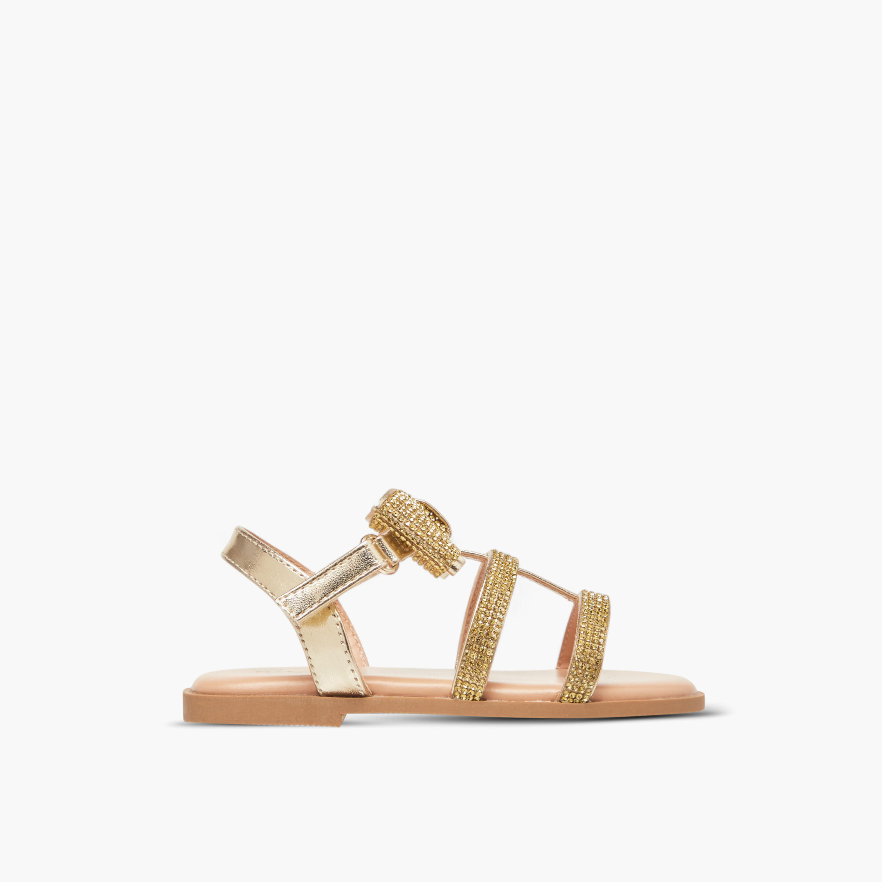 Flora Bella Embellished Sandals with Hook and Loop Closure-girls-shoes-sandals-image-2