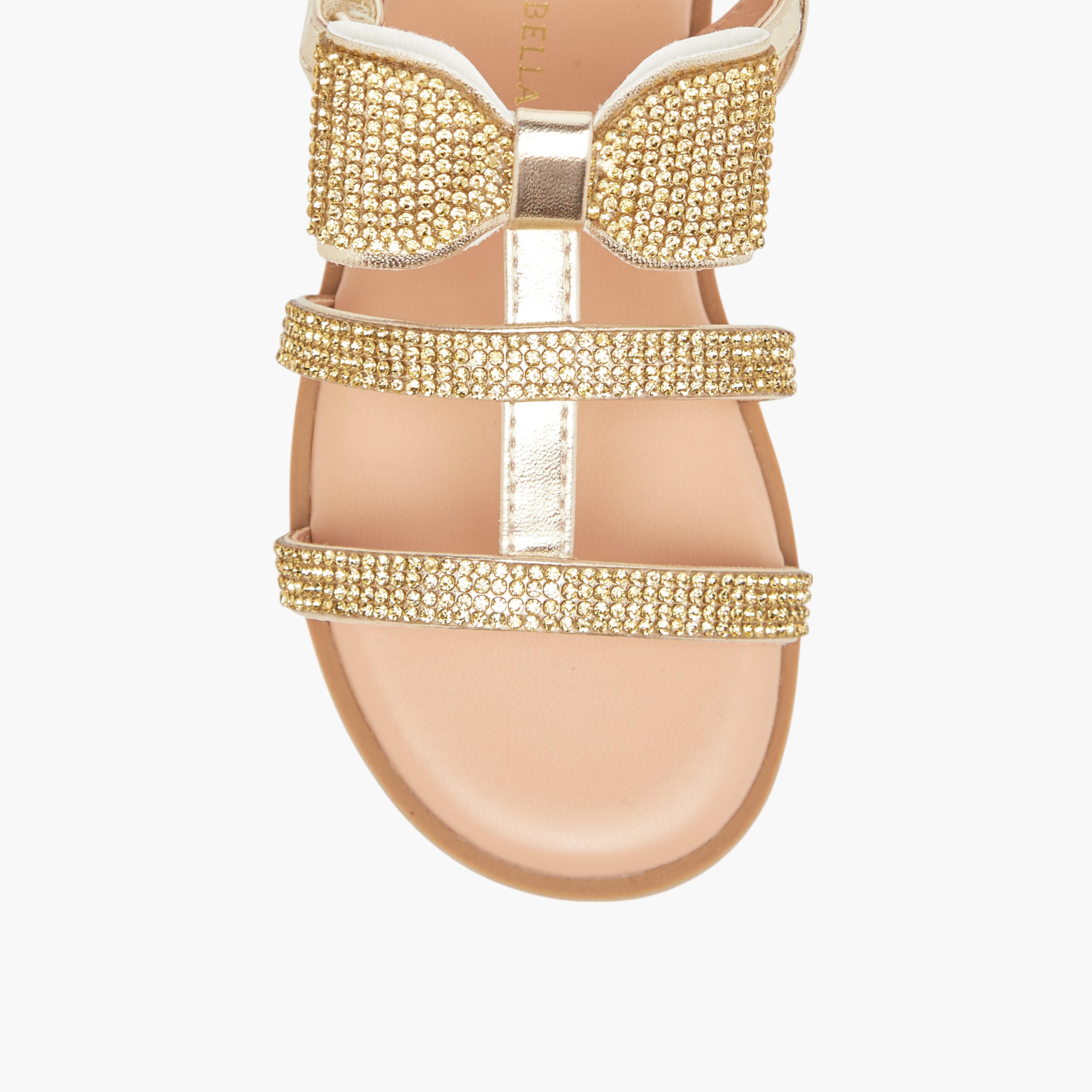 Flora Bella Embellished Sandals with Hook and Loop Closure-girls-shoes-sandals-image-3