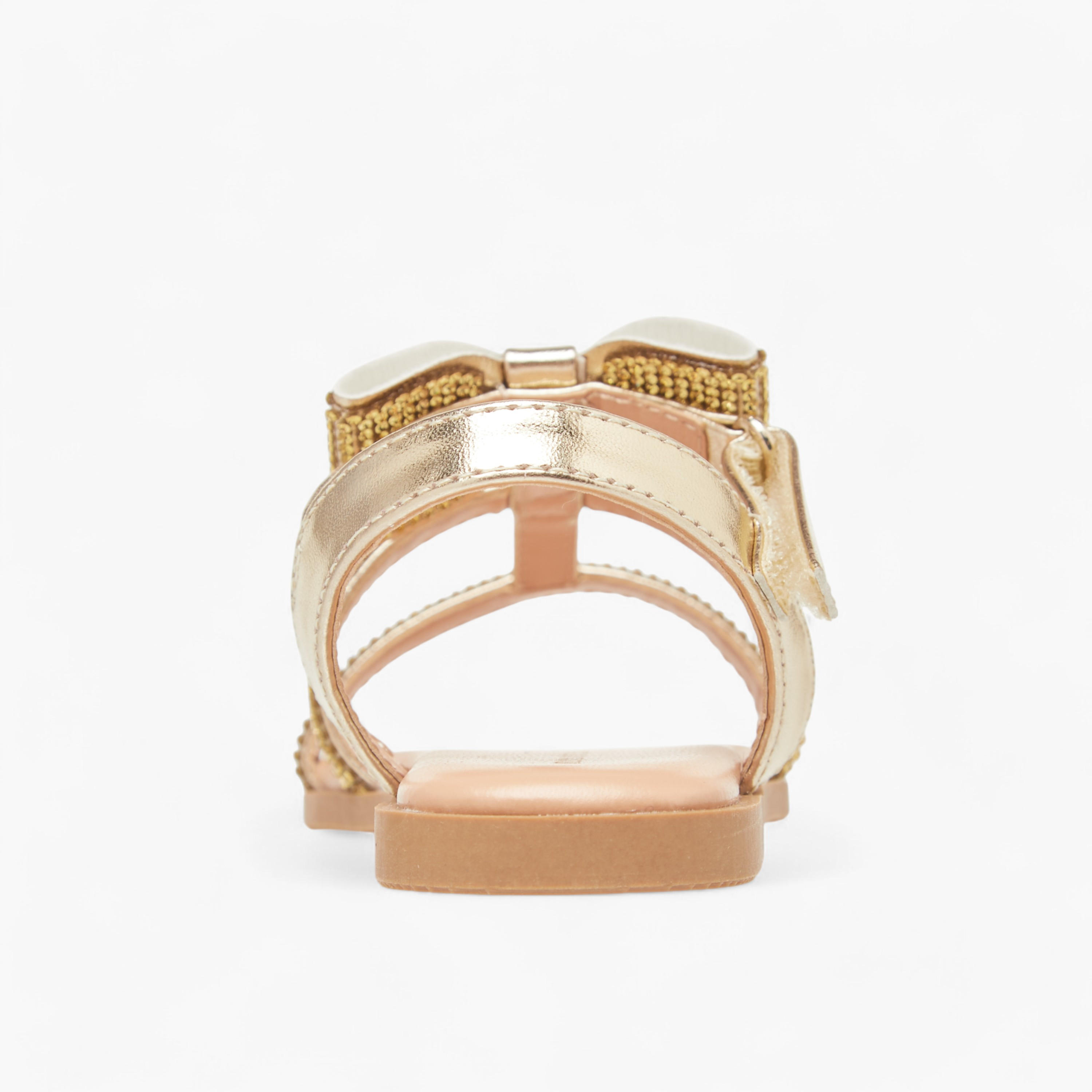 Flora Bella Embellished Sandals with Hook and Loop Closure-girls-shoes-sandals-image-4