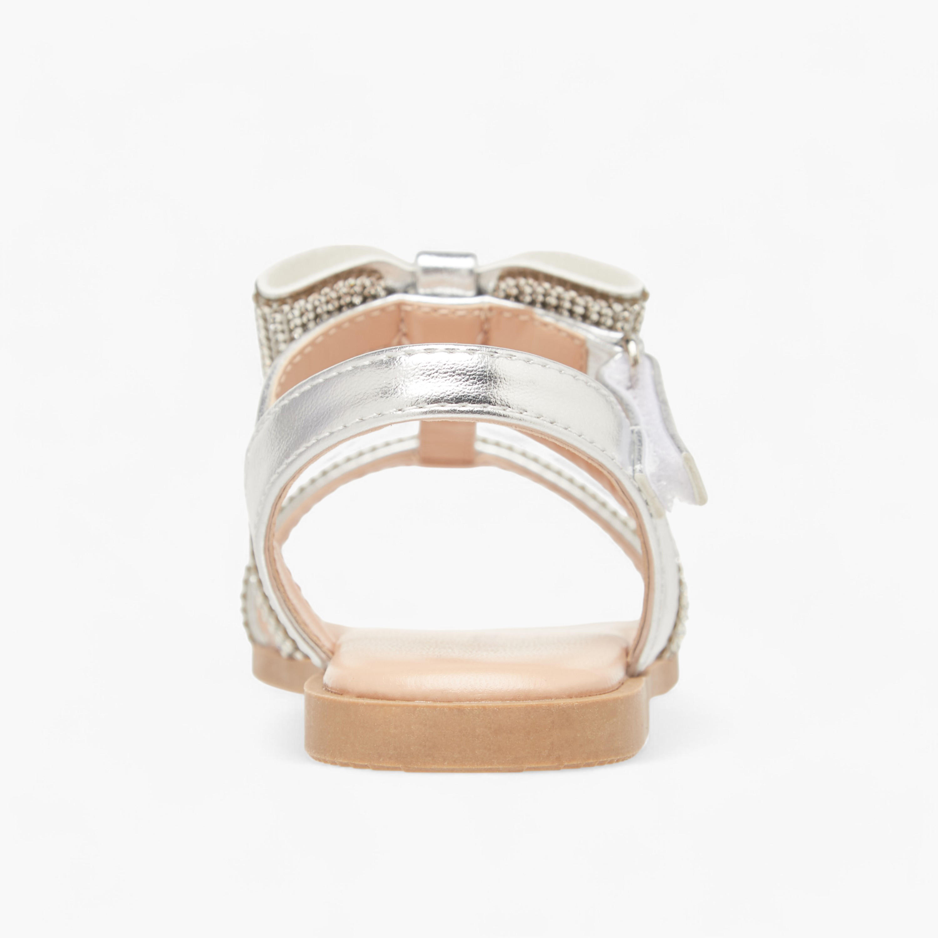 Flora Bella Embellished Sandals with Hook and Loop Closure-girls-shoes-sandals-image-4