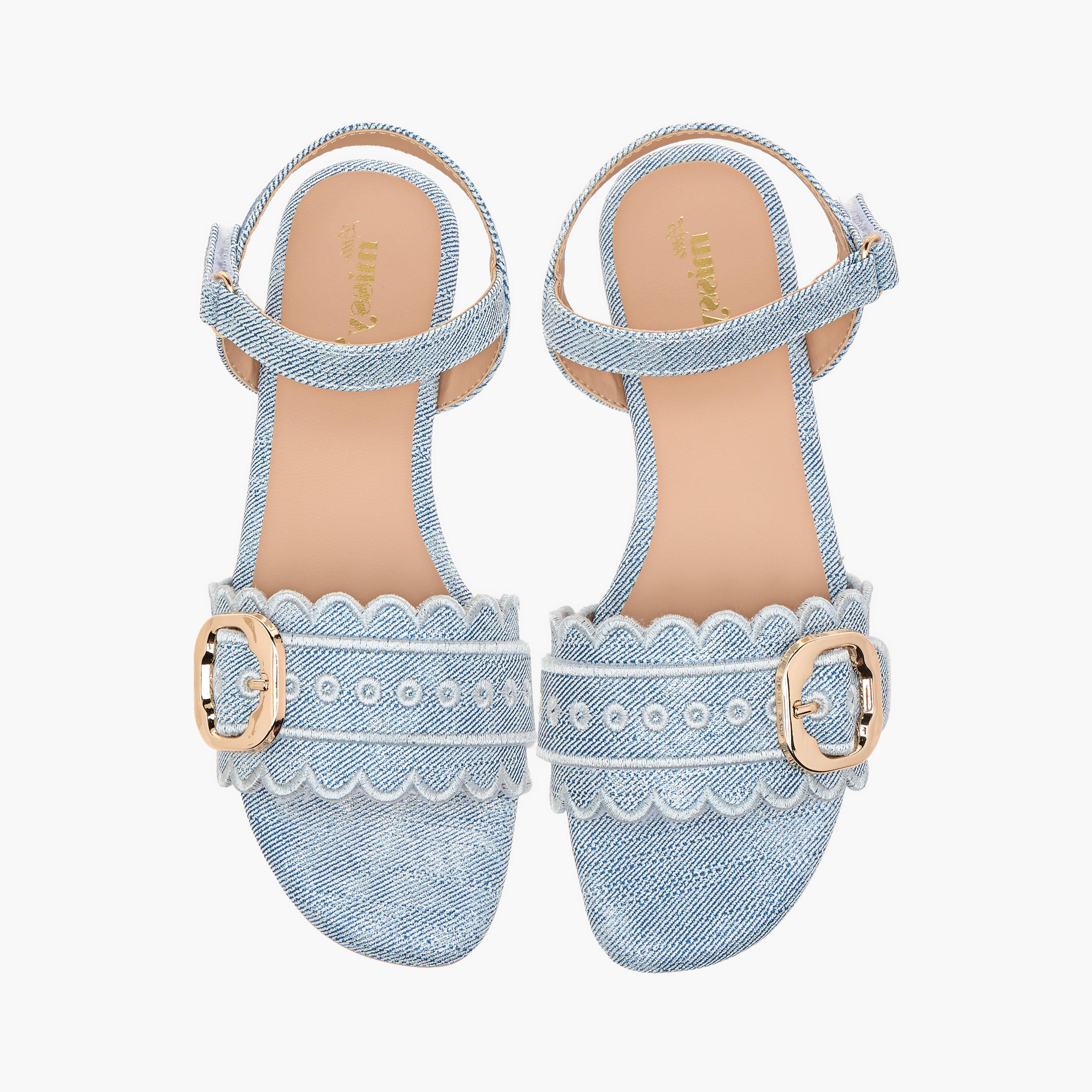 Little Missy Textured Strap Sandals with Hook and Loop Closure-girls-shoes-sandals-image-1