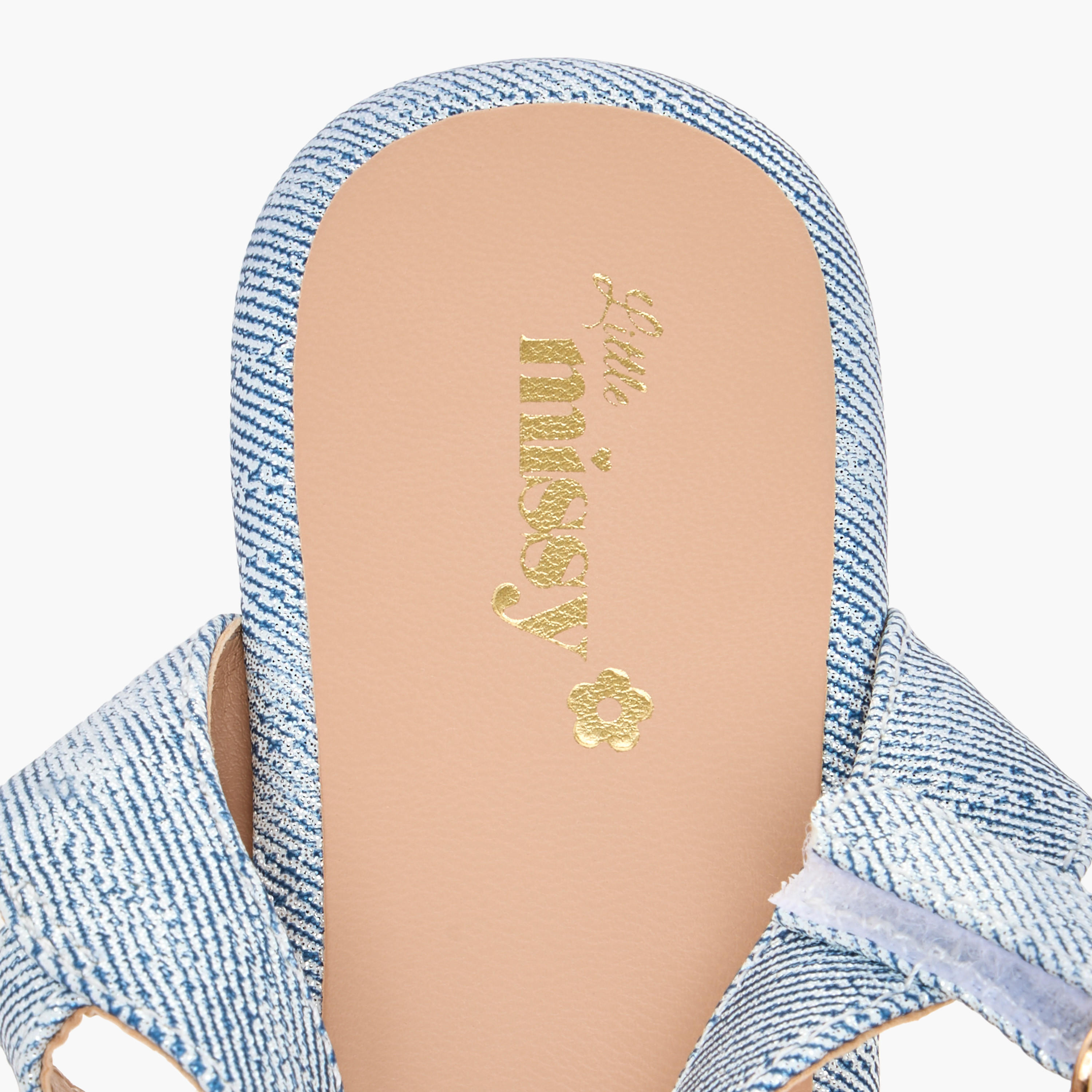 Little Missy Textured Strap Sandals with Hook and Loop Closure-girls-shoes-sandals-image-5