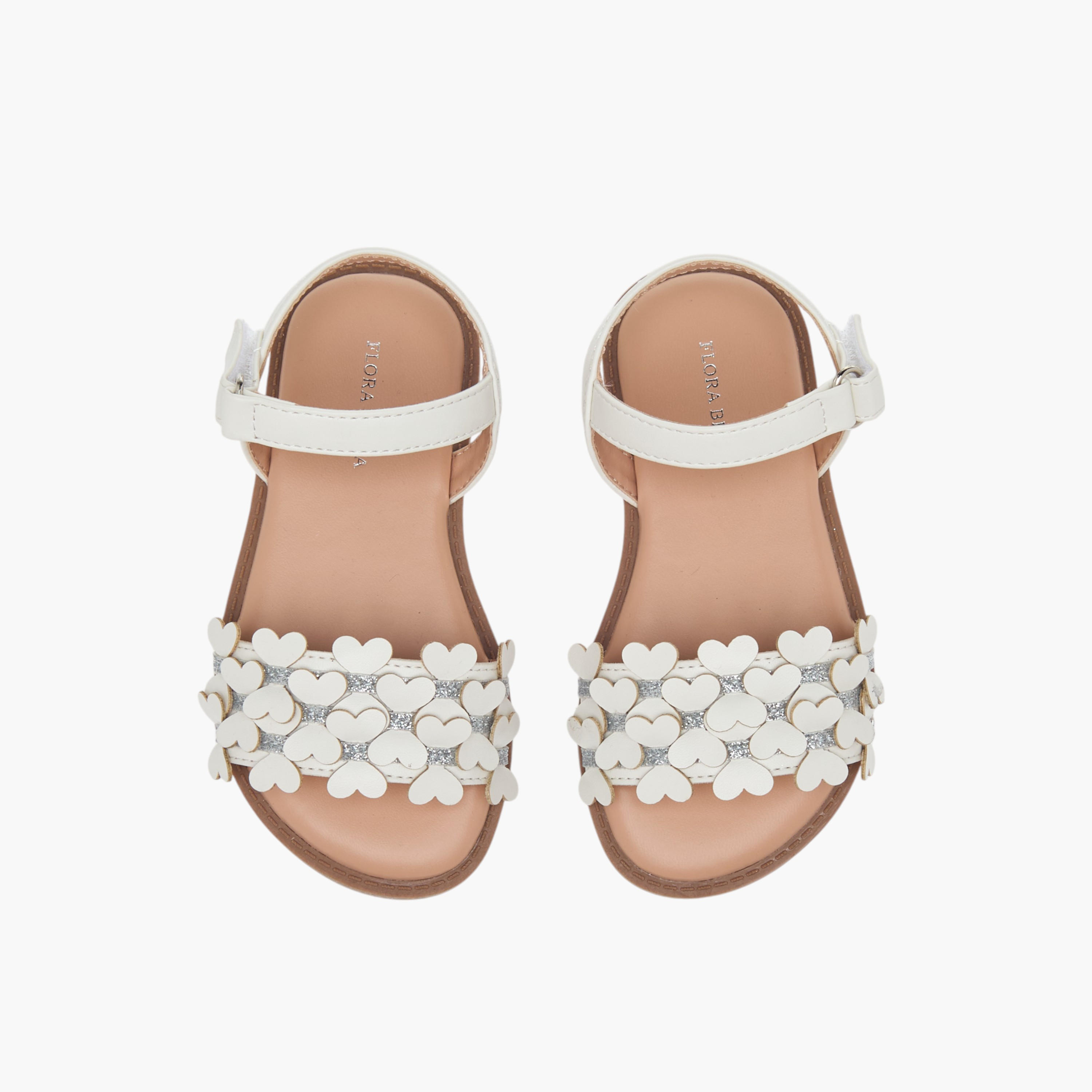 صندل بحزام بارز الملمس وشريط إغلاق لاصق من فلورا بيلا-girls-shoes-sandals-image-1