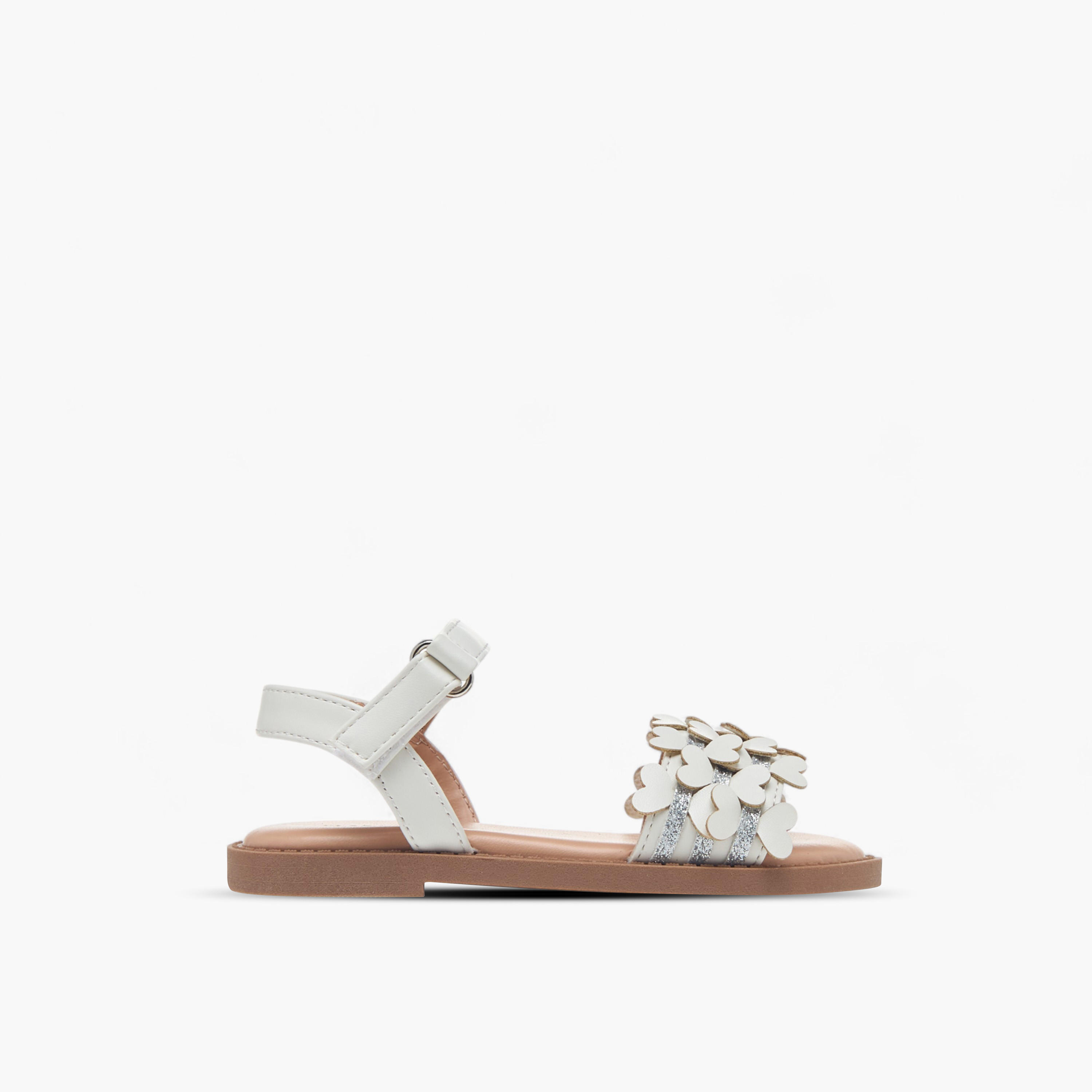 صندل بحزام بارز الملمس وشريط إغلاق لاصق من فلورا بيلا-girls-shoes-sandals-image-2