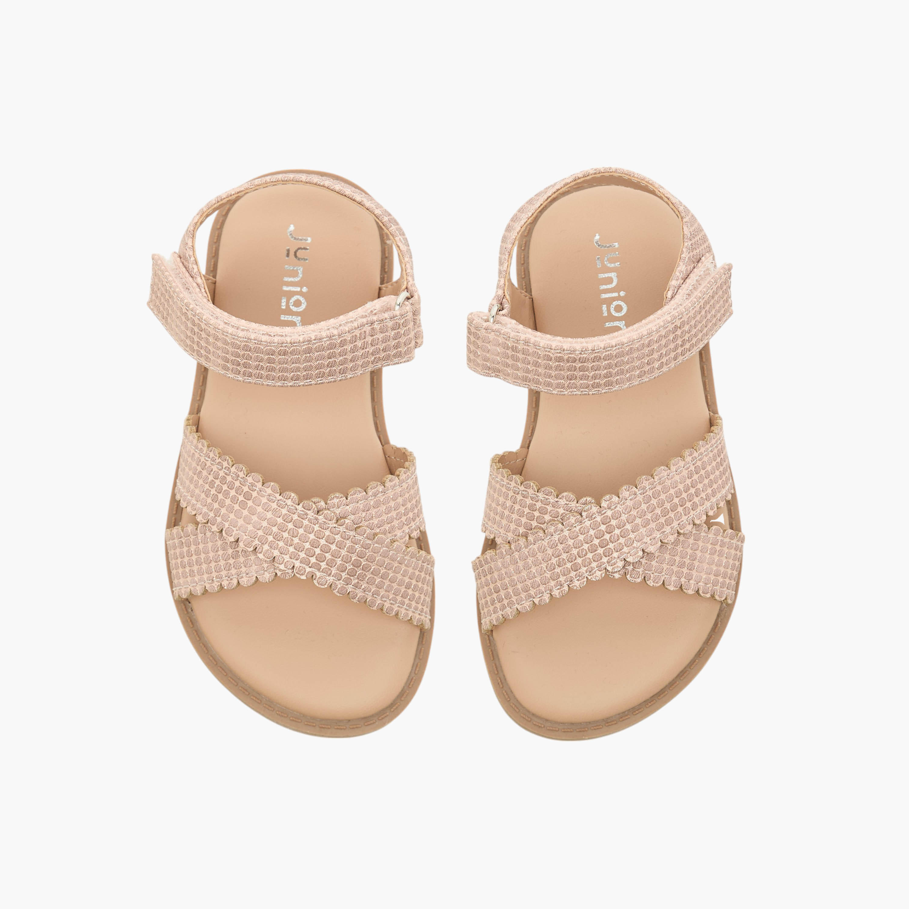 Juniors Cross Strap Sandals with Hook and Loop Closure-girls-shoes-sandals-image-1
