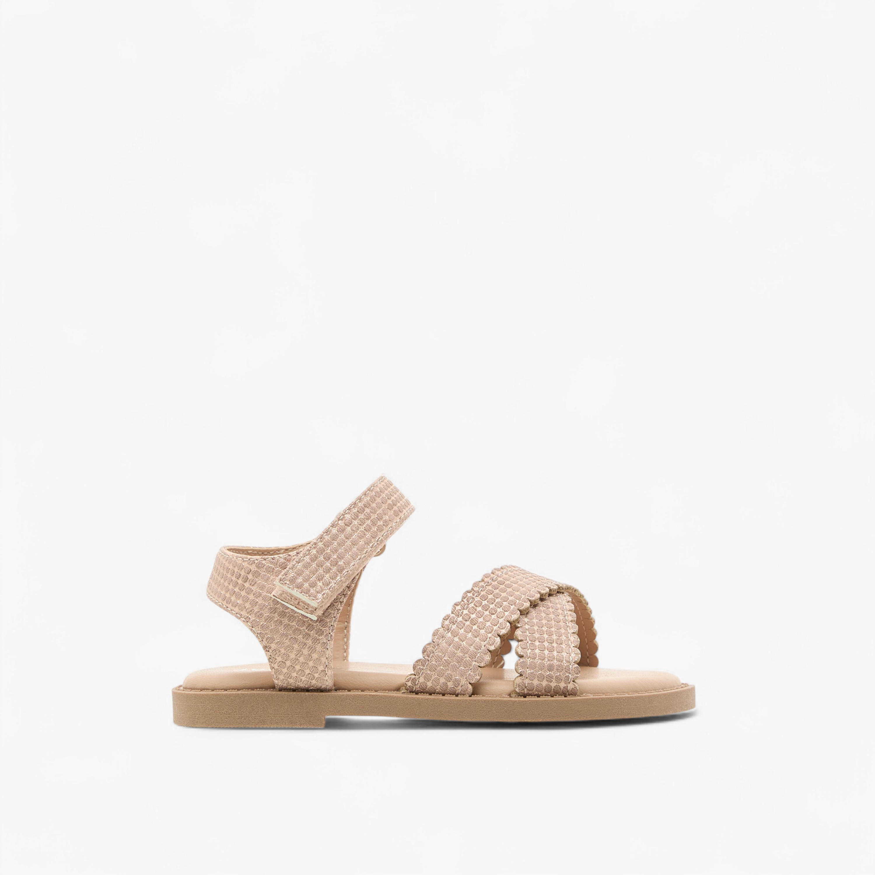 Juniors Cross Strap Sandals with Hook and Loop Closure-girls-shoes-sandals-image-2