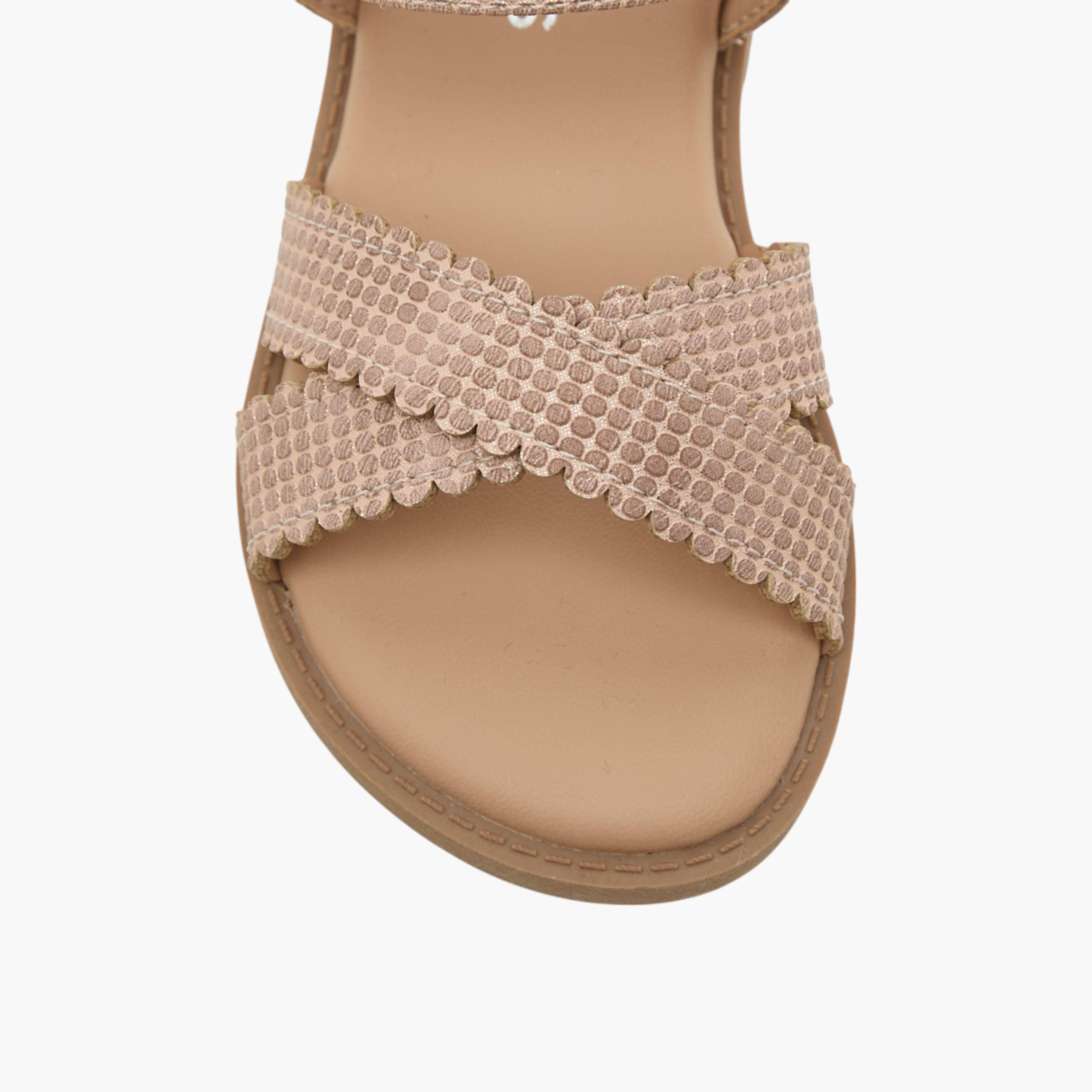 Juniors Cross Strap Sandals with Hook and Loop Closure-girls-shoes-sandals-image-3