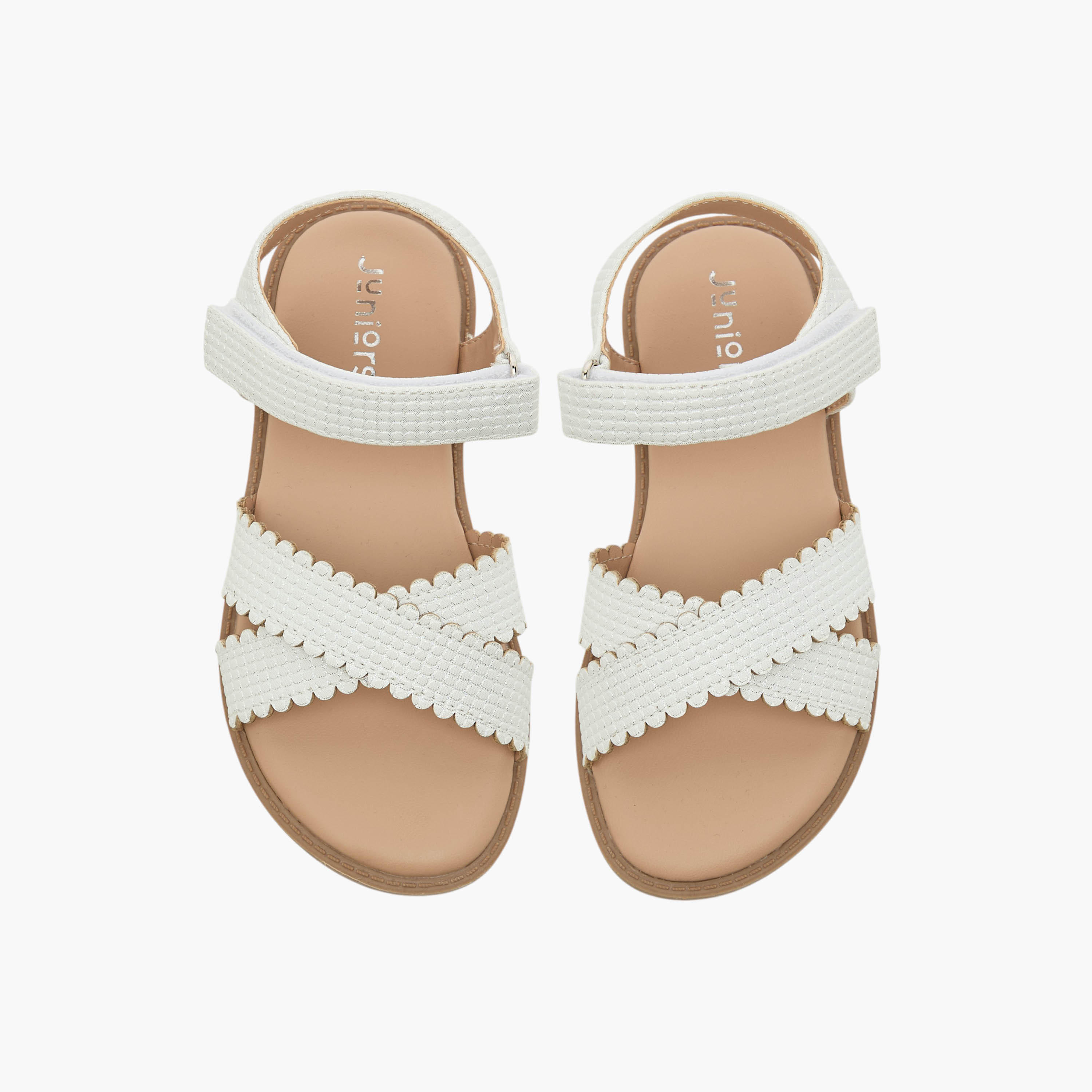 Juniors Cross Strap Sandals with Hook and Loop Closure-girls-shoes-sandals-image-1