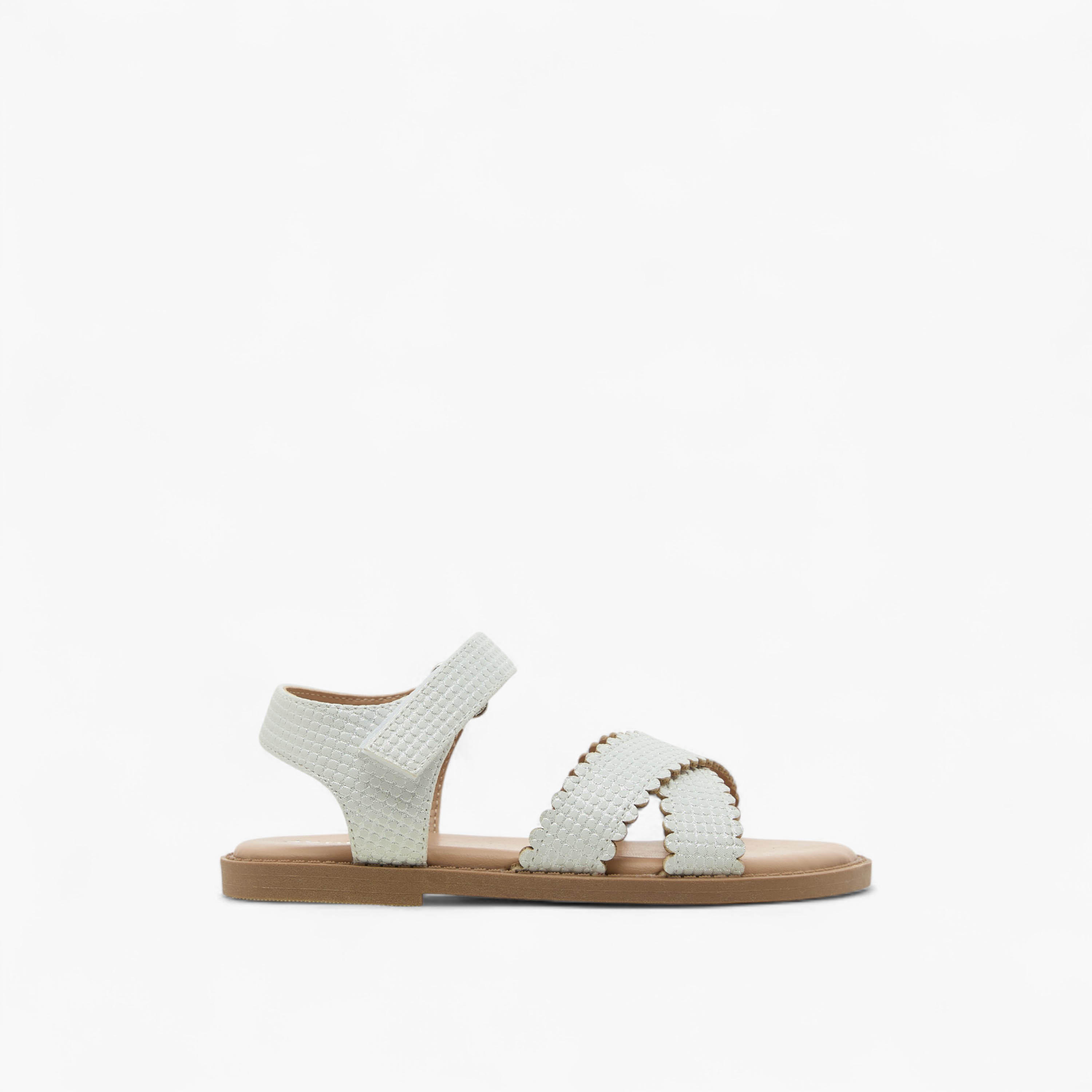 Juniors Cross Strap Sandals with Hook and Loop Closure-girls-shoes-sandals-image-2