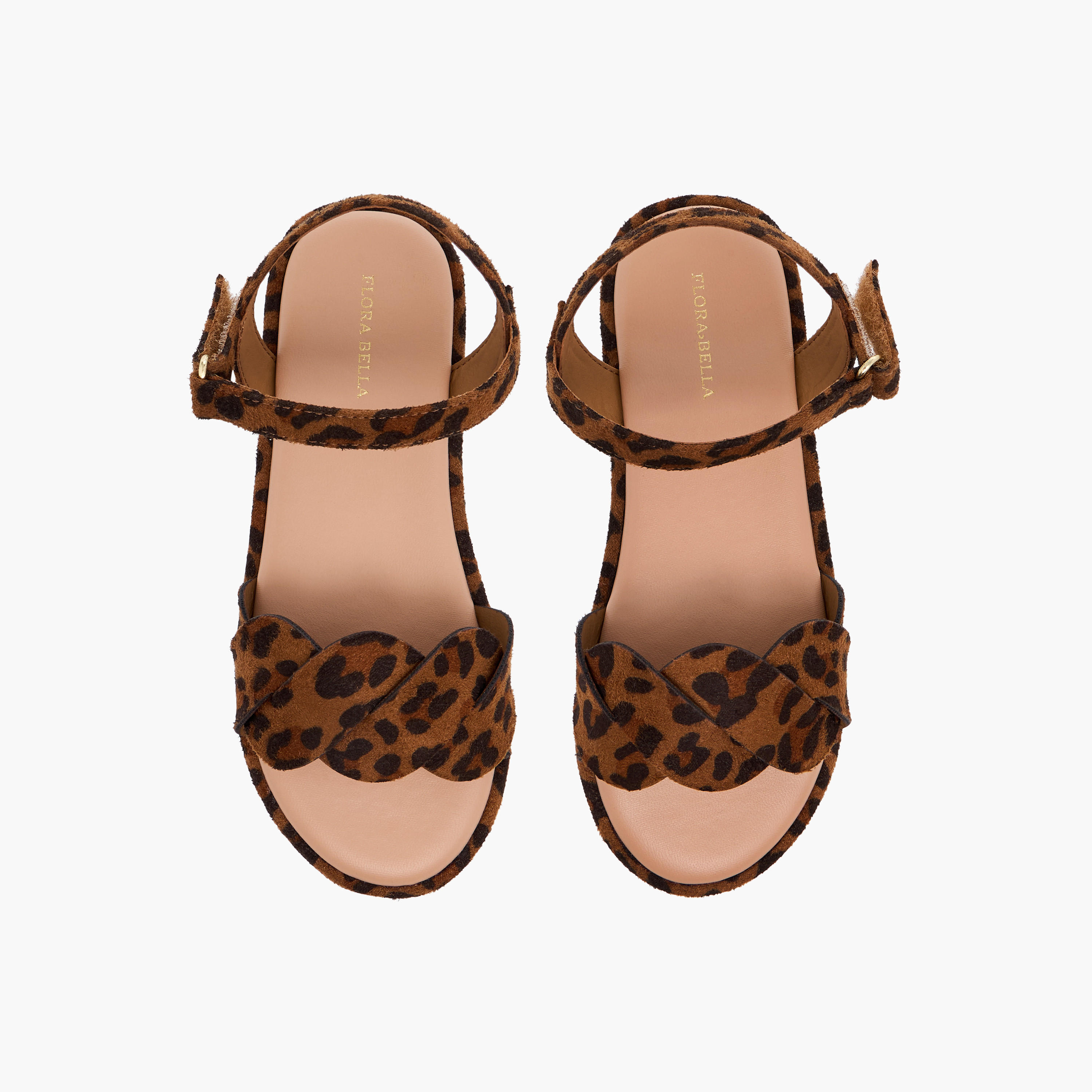 Flora Bella Strap Detail Animal Print Sandals with Hook and Loop Closure-girls-shoes-sandals-image-1