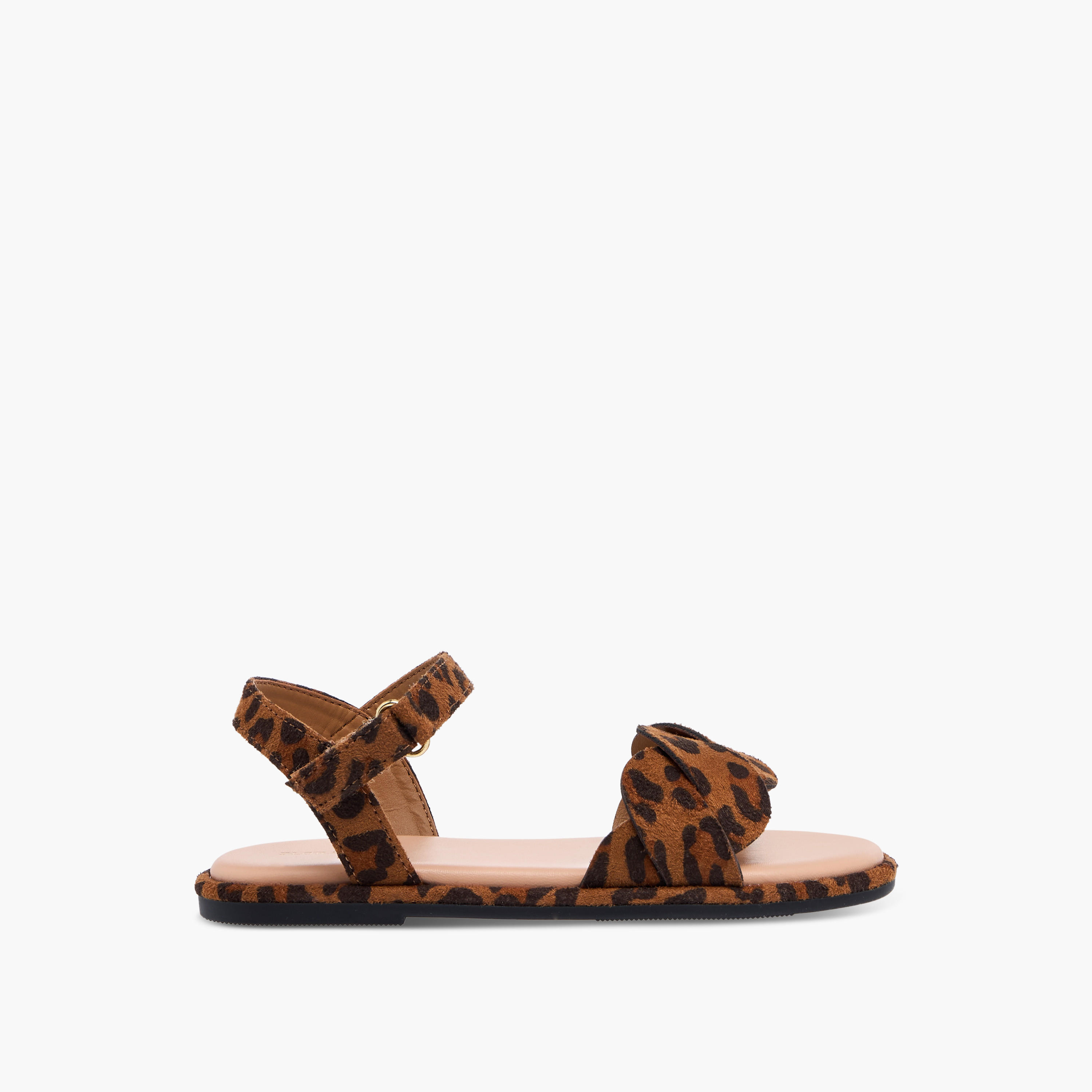 Flora Bella Strap Detail Animal Print Sandals with Hook and Loop Closure-girls-shoes-sandals-image-2