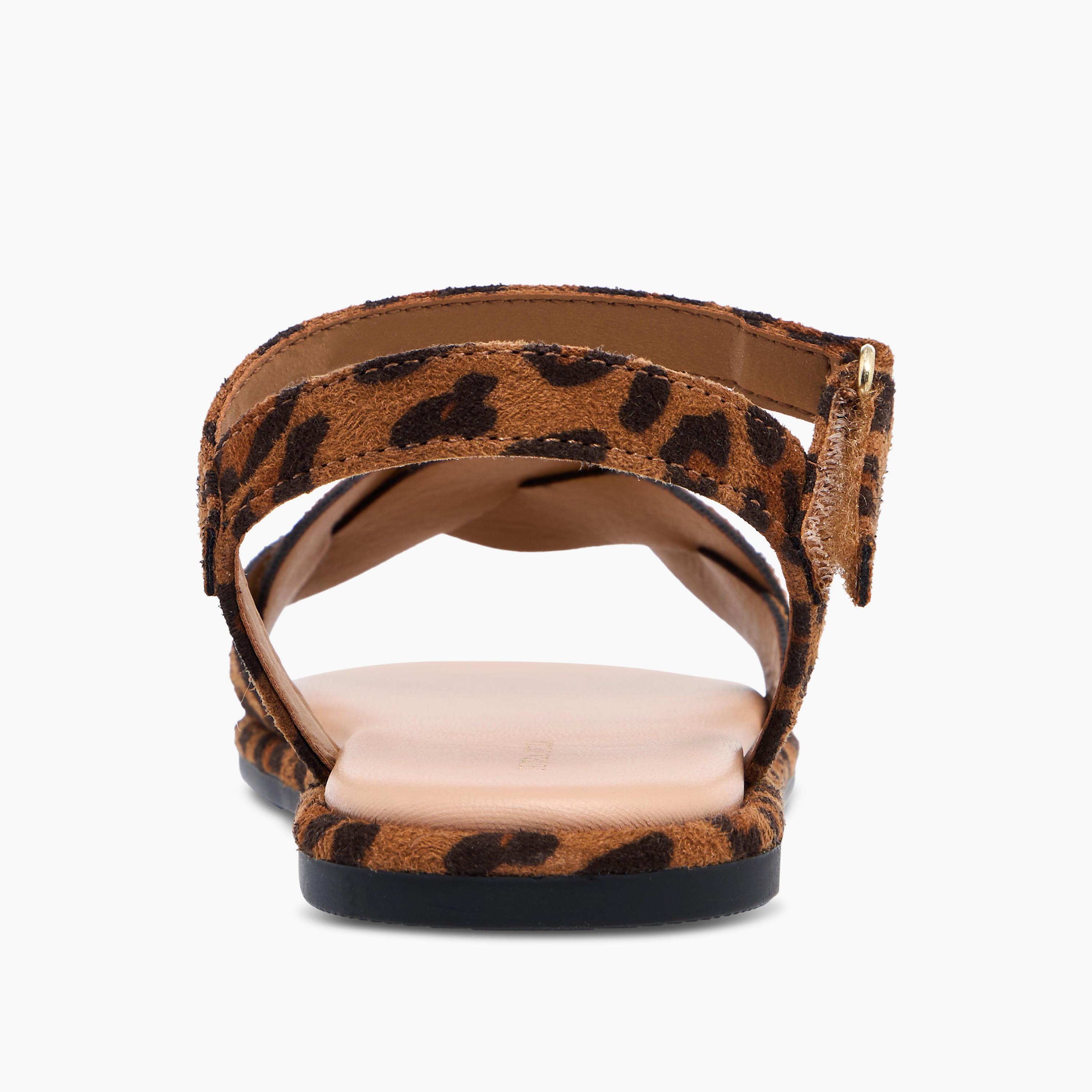 Flora Bella Strap Detail Animal Print Sandals with Hook and Loop Closure-girls-shoes-sandals-image-4