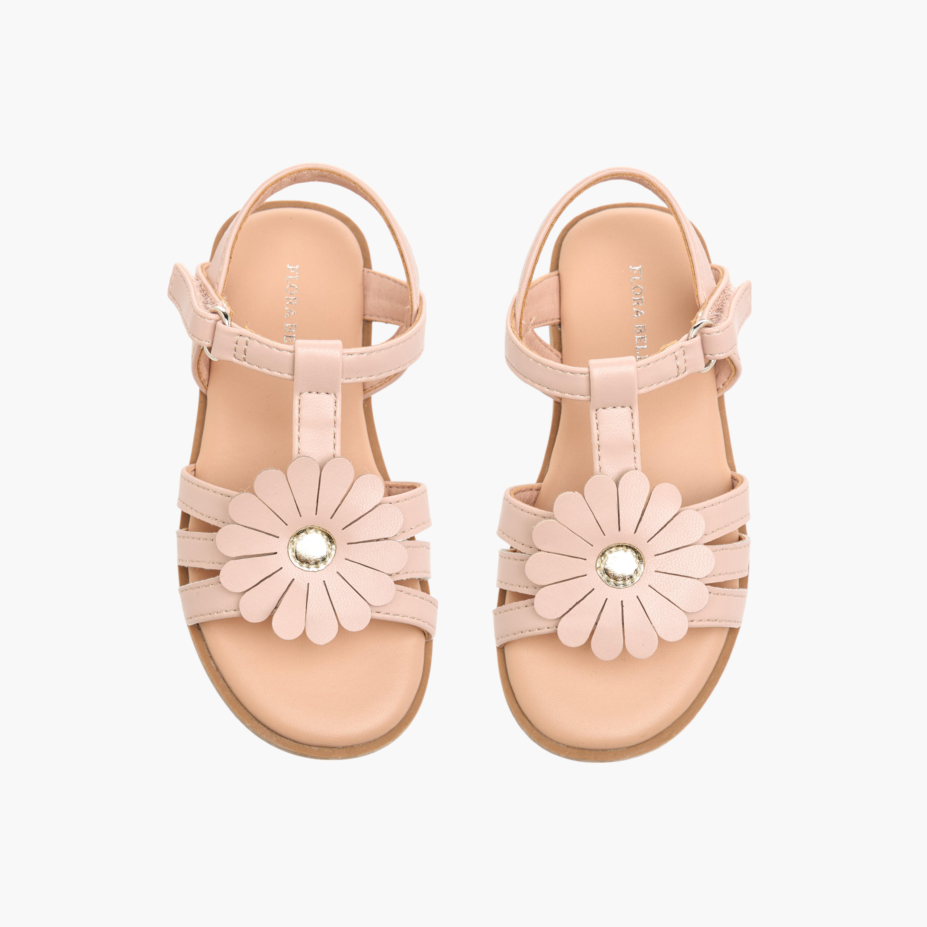 Flora Bella Applique Detail Sandals with Hook and Loop Closure-girls-shoes-sandals-image-1