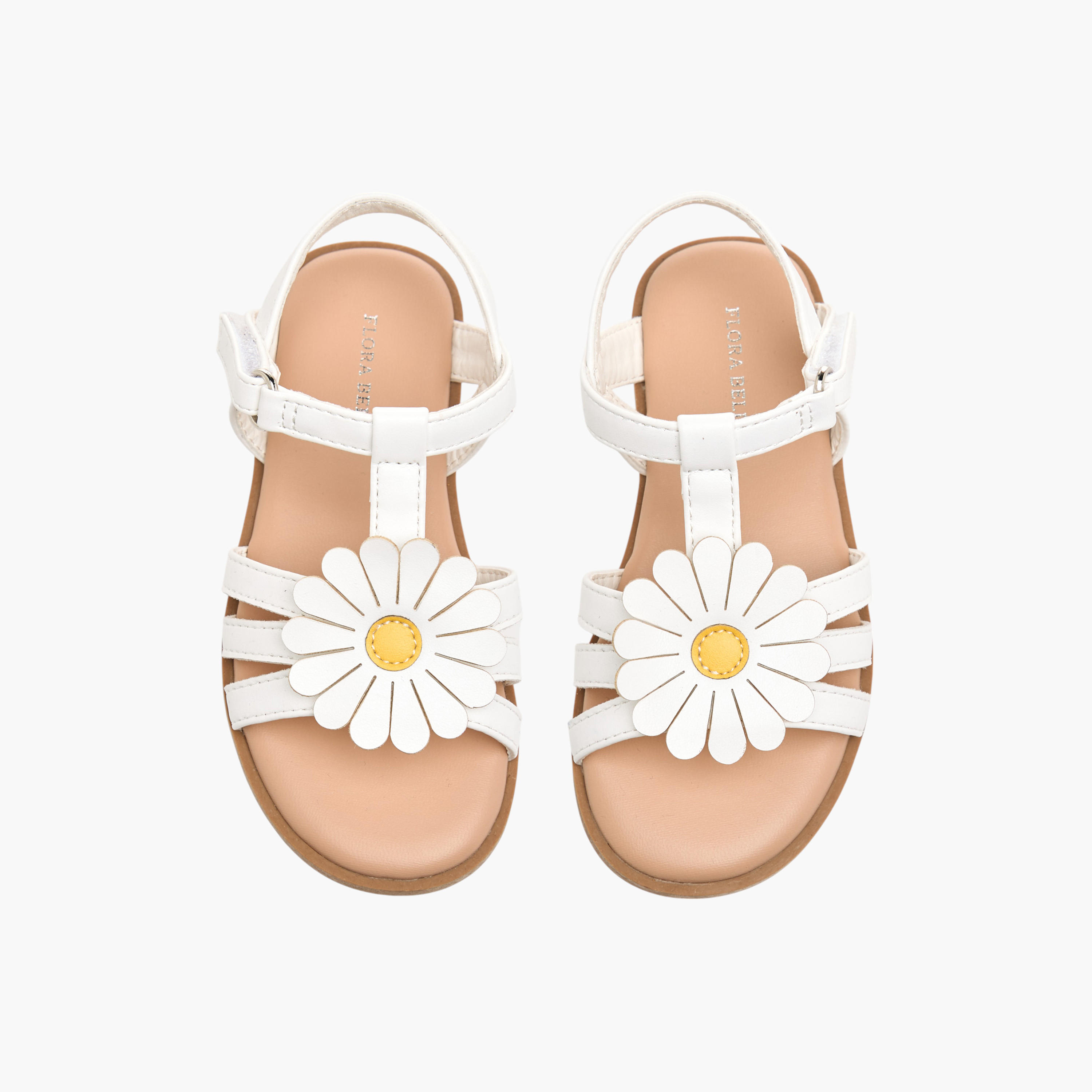 Flora Bella Applique Detail Sandals with Hook and Loop Closure-girls-shoes-sandals-image-1
