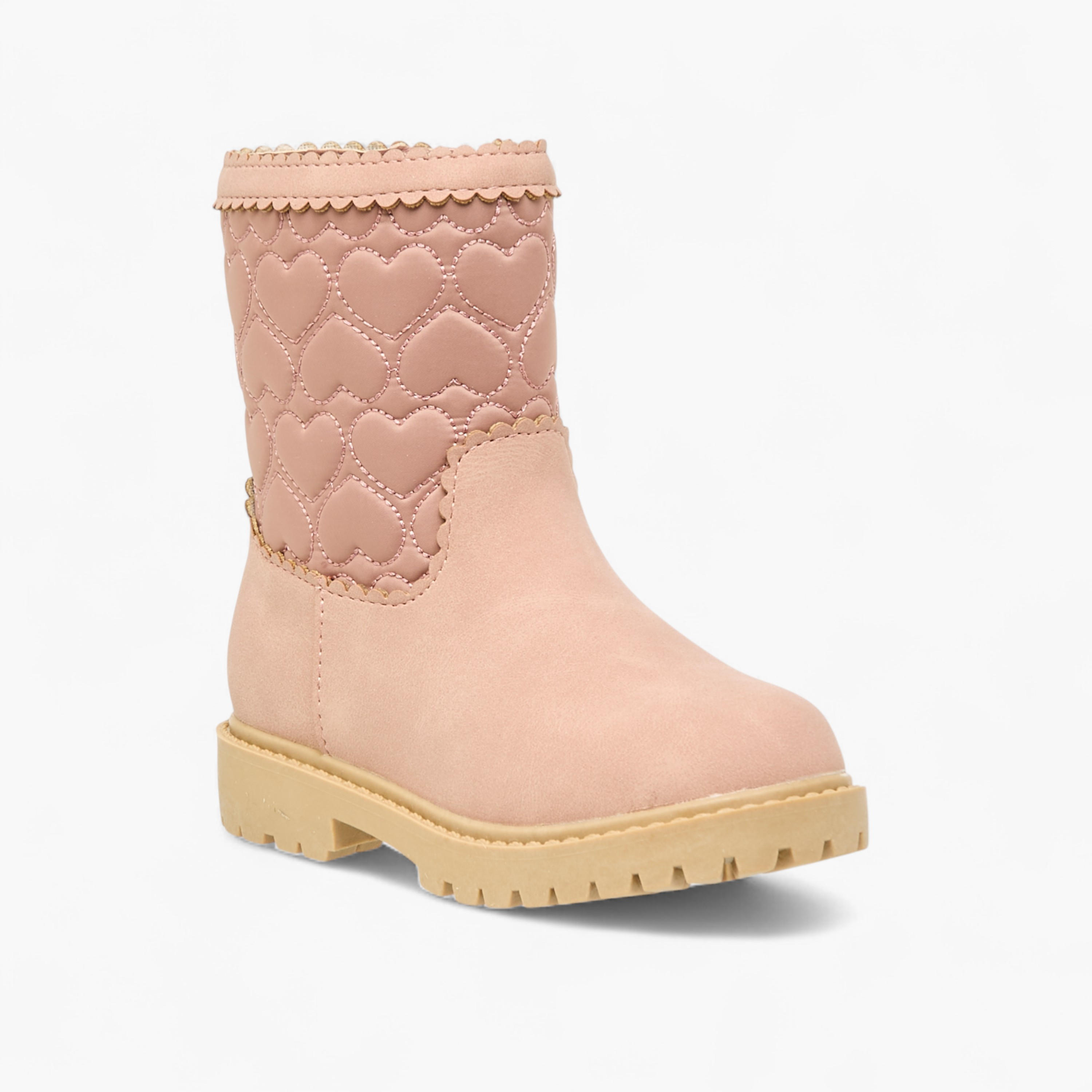 Juniors Heart Quilted High Cut Boots with Zip Closure-girls-shoes-boots-image-2