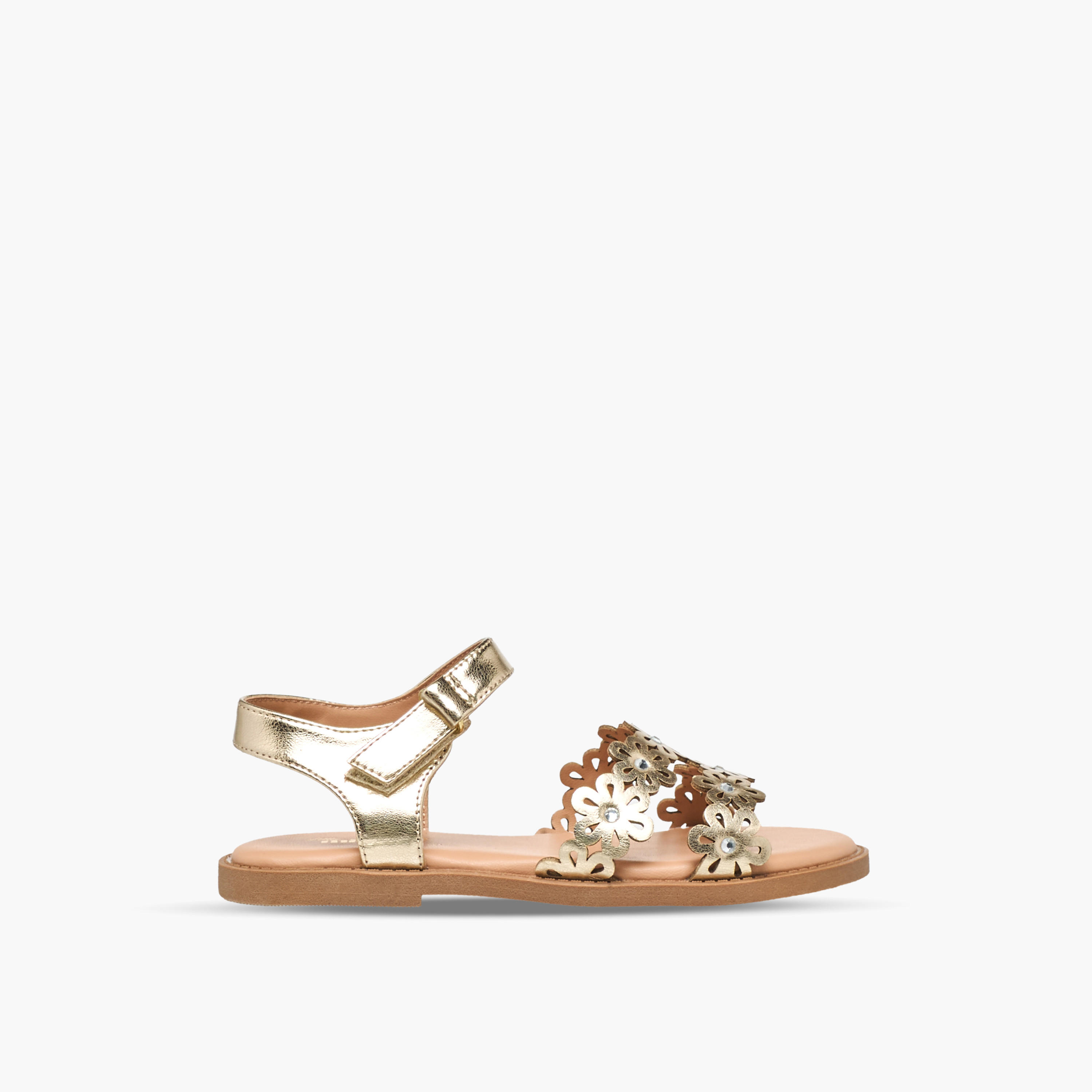 صندل بشريط إغلاق لاصق وتفاصيل مفرغة للبنات من ليتل ميسي-girls-shoes-sandals-image-2