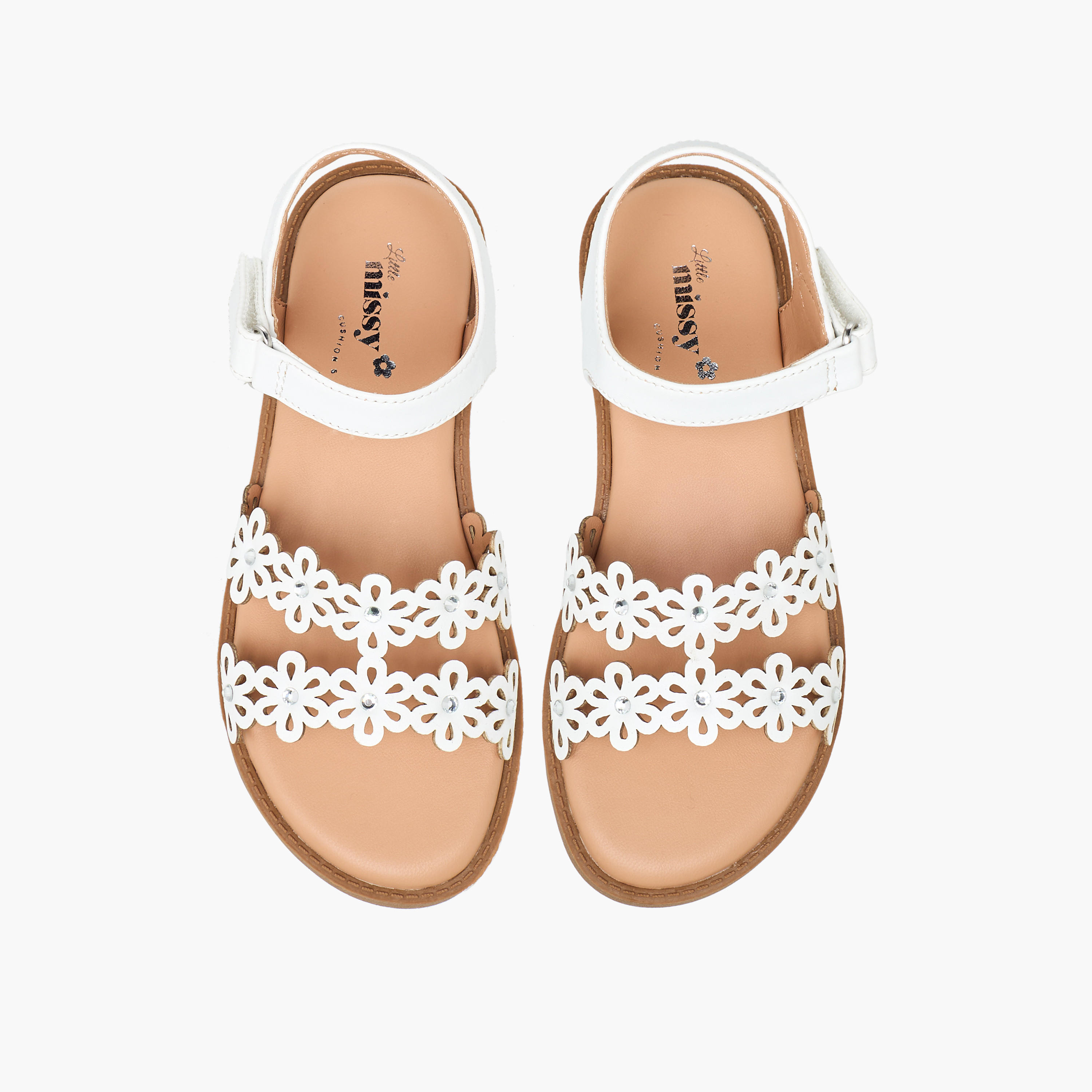 صندل بشريط إغلاق لاصق وتفاصيل مفرغة للبنات من ليتل ميسي-girls-shoes-sandals-image-1