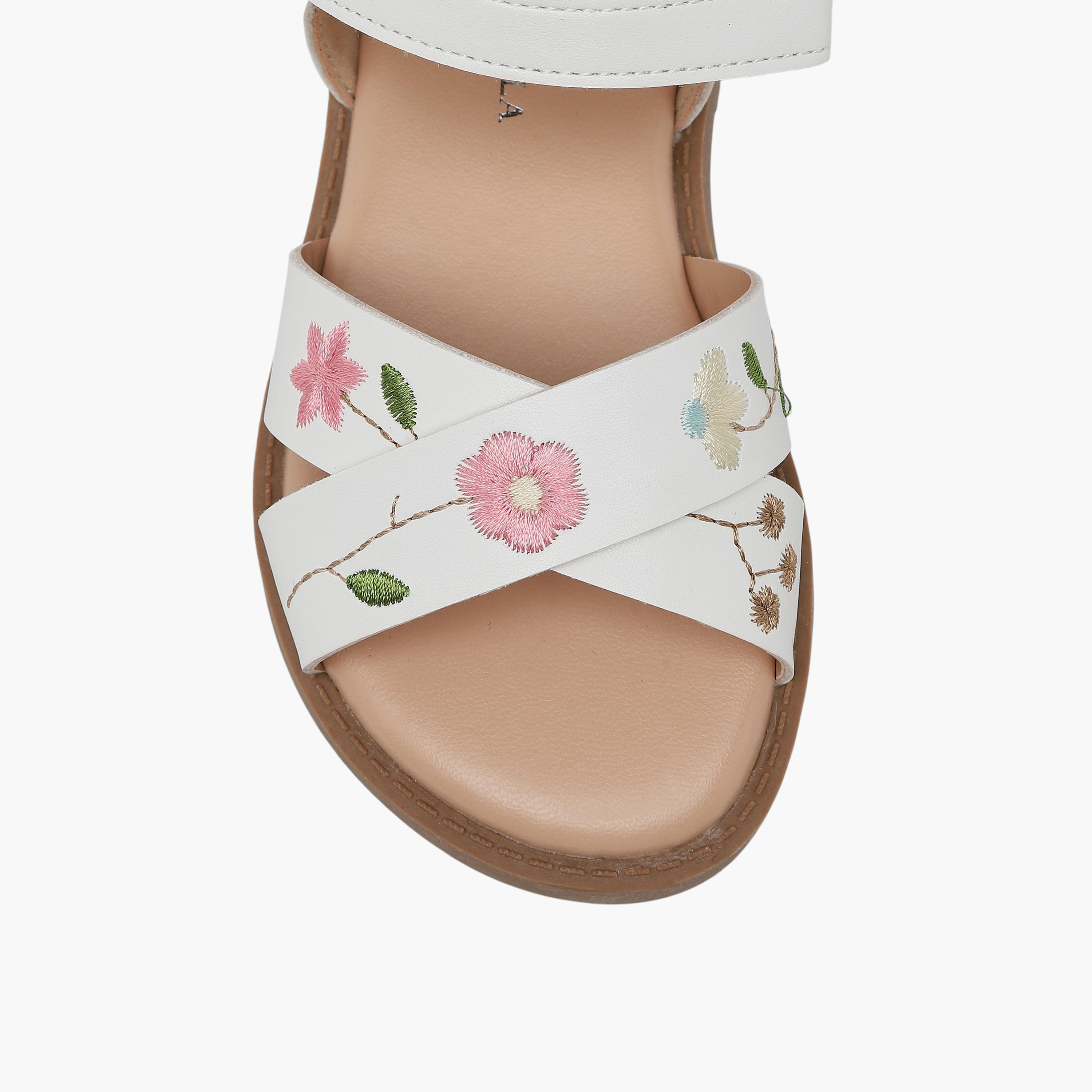 Flora Bella Girls Floral Embroidered Cross Strap Sandals-girls-shoes-sandals-image-3