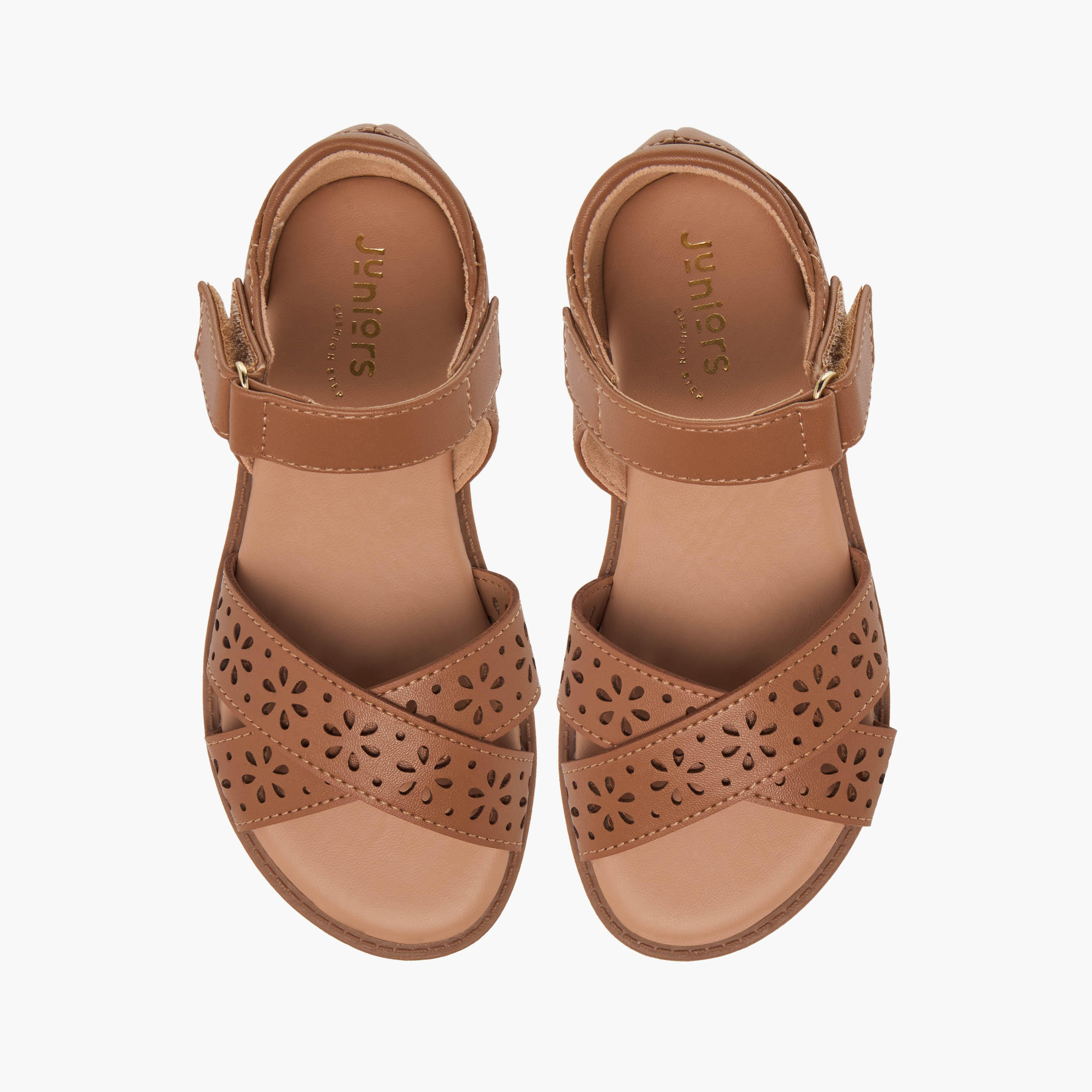 Juniors Girls Floral Cutout Detail Hook and Loop Sandals-girls-shoes-sandals-image-1