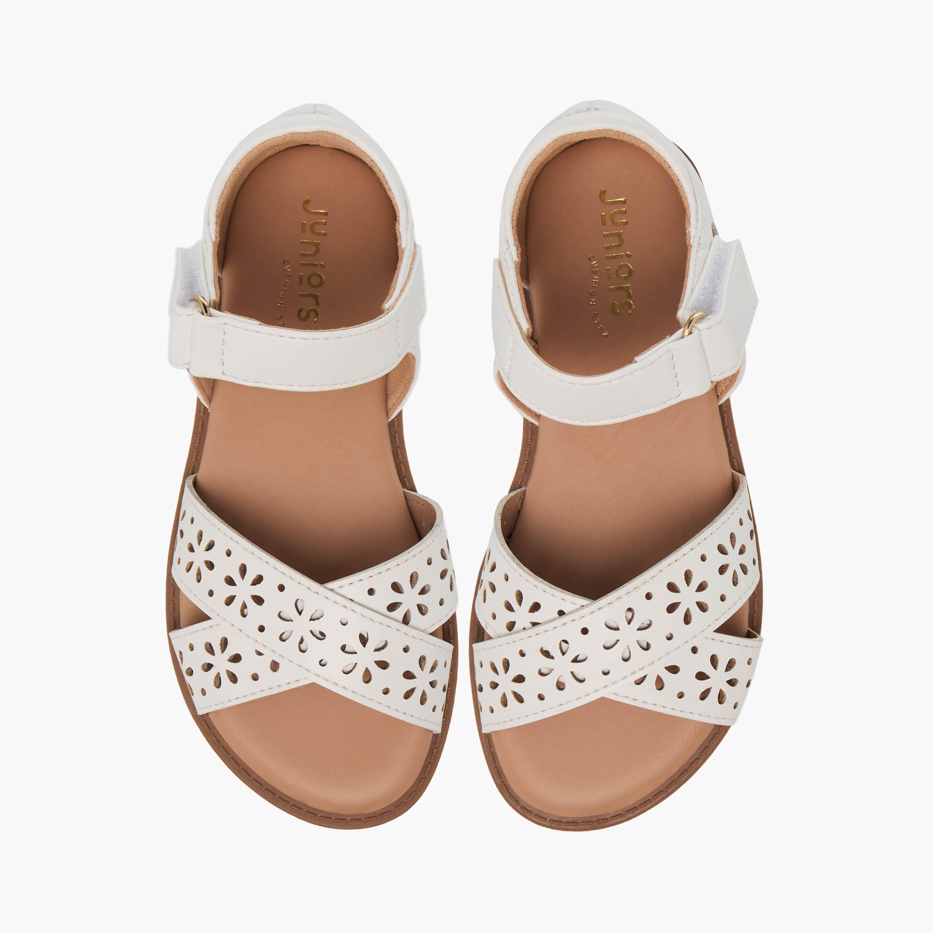 Juniors Girls Floral Cutout Detail Hook and Loop Sandals-girls-shoes-sandals-image-1