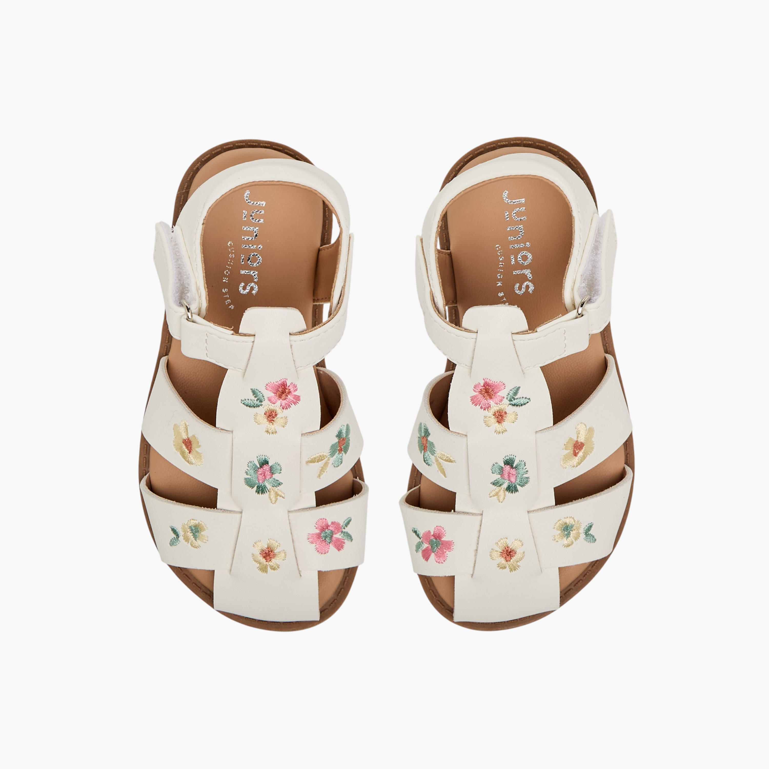 Juniors Girls Floral Embroidered Sandals-girls-shoes-sandals-image-1
