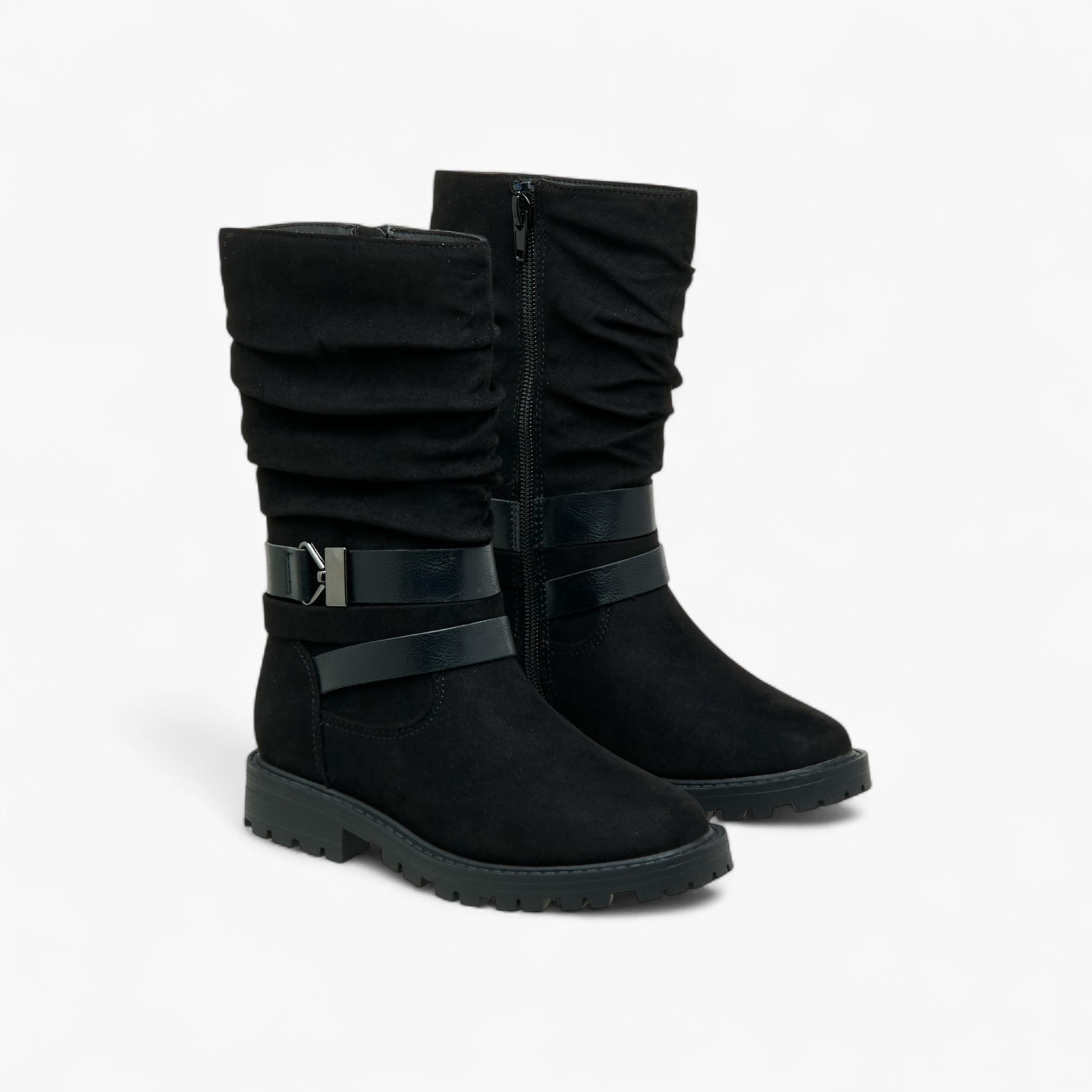 Flora Bella Strap Accent High Cut Boots with Zip Closure-girls-shoes-boots-image-1