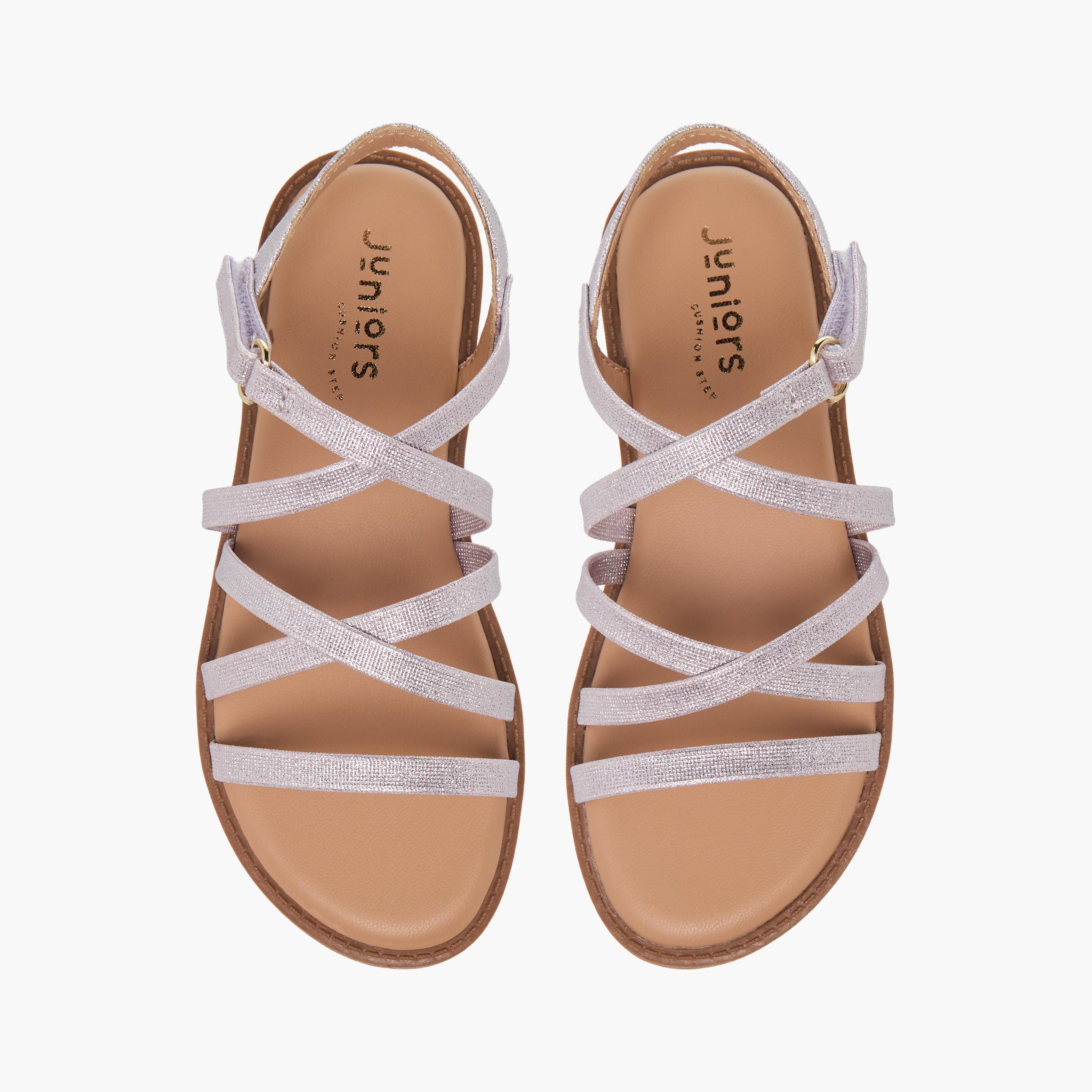 صندل بأحزمة متقاطعة وشريط إغلاق لاصق للبنات من جونيورز-girls-shoes-sandals-image-5