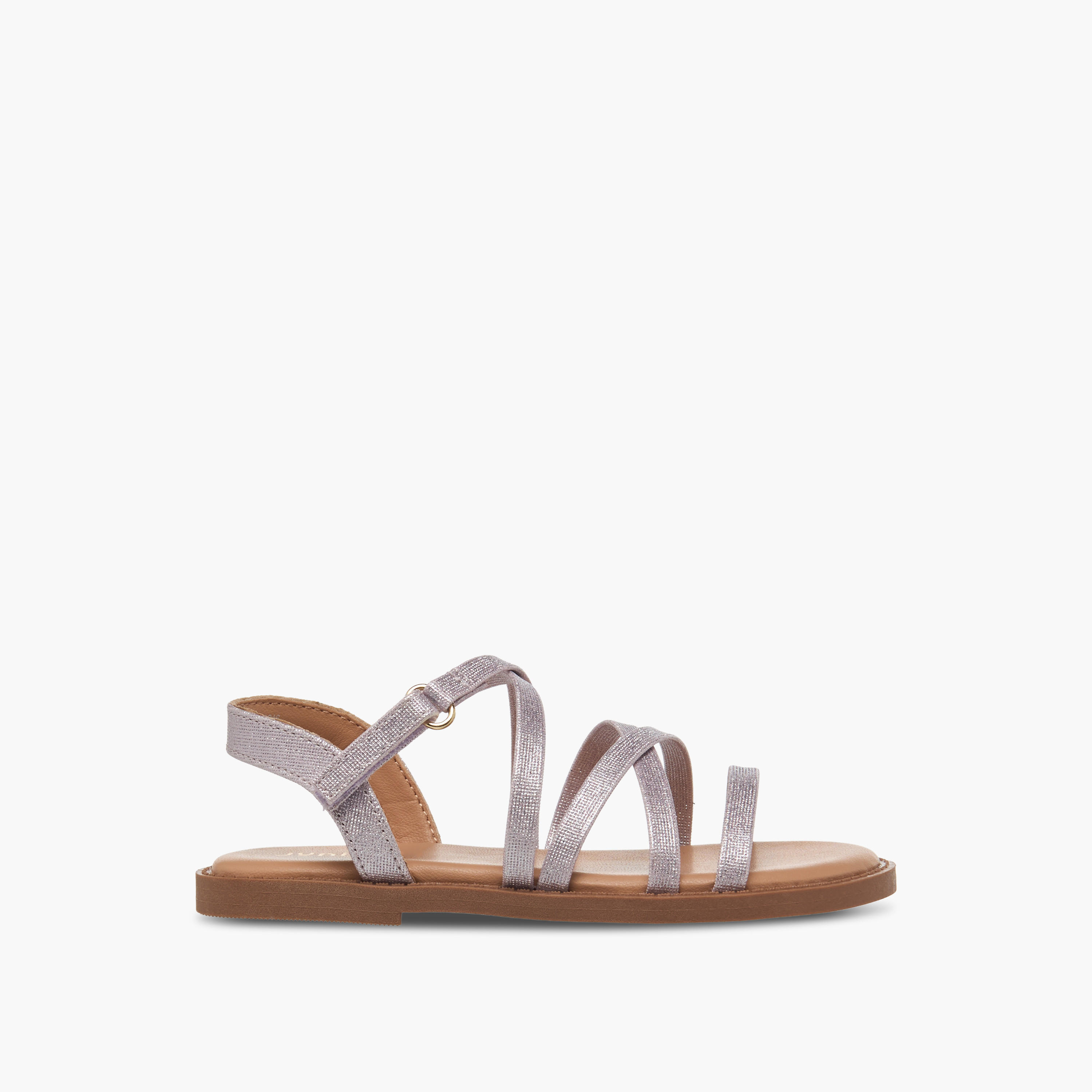 Juniors Girls Cross Strap Hook and Loop Sandals-girls-shoes-sandals-image-2