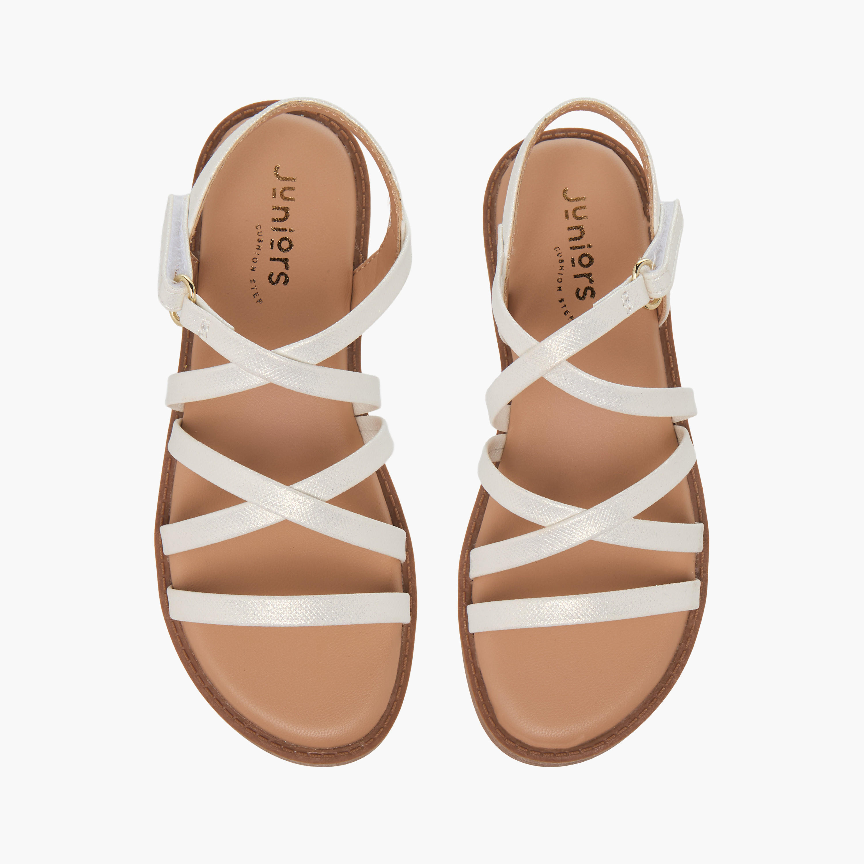 صندل بأحزمة متقاطعة وشريط إغلاق لاصق للبنات من جونيورز-girls-shoes-sandals-image-1