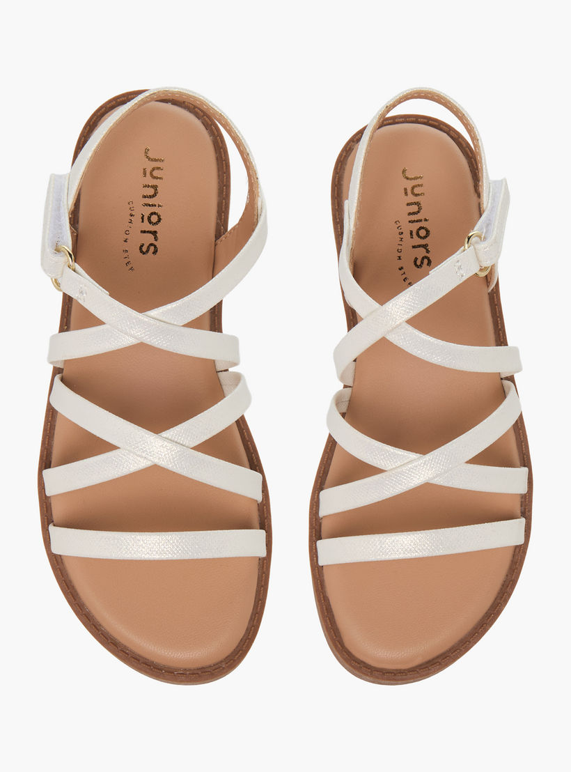 صندل بأحزمة متقاطعة وشريط إغلاق لاصق للبنات من جونيورز-girls-shoes-sandals-image-1