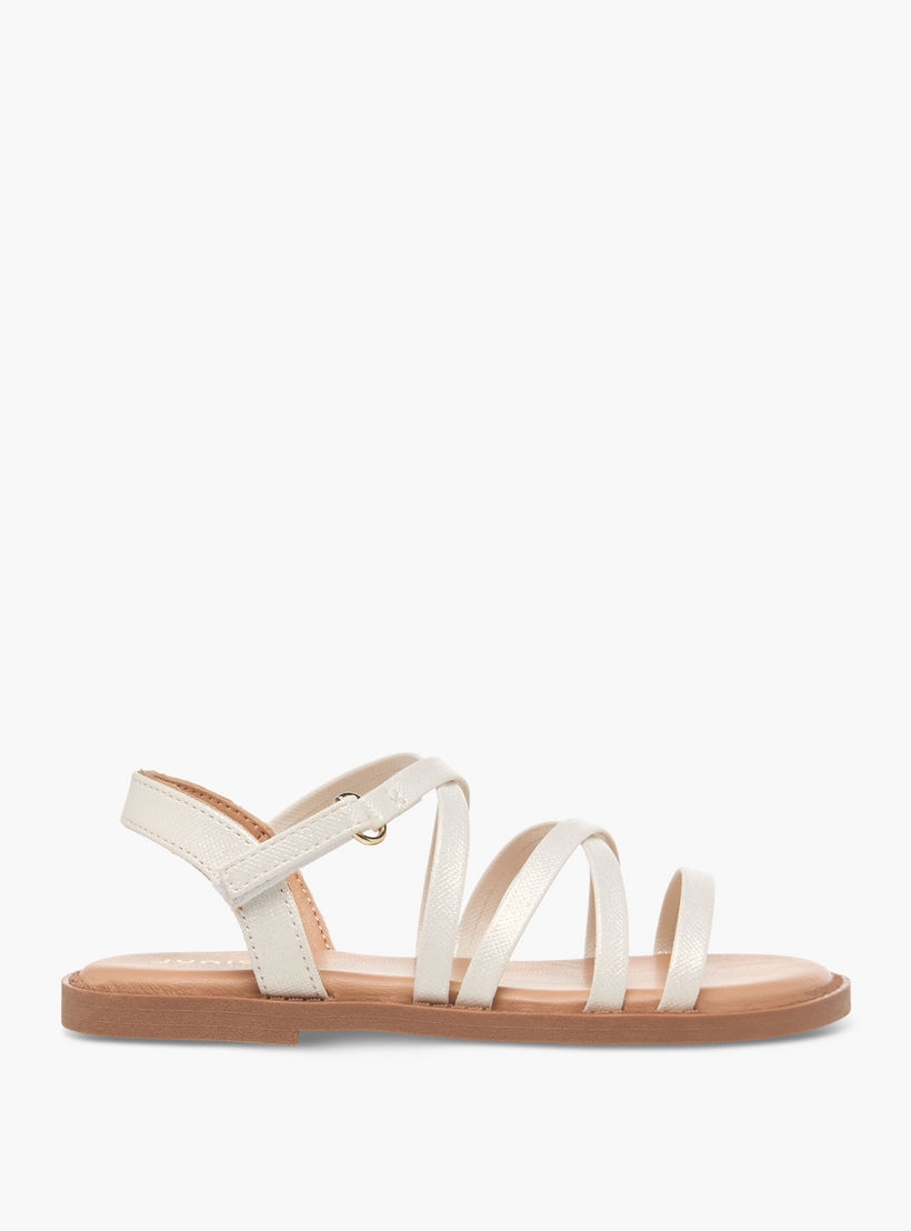 صندل بأحزمة متقاطعة وشريط إغلاق لاصق للبنات من جونيورز-girls-shoes-sandals-image-2