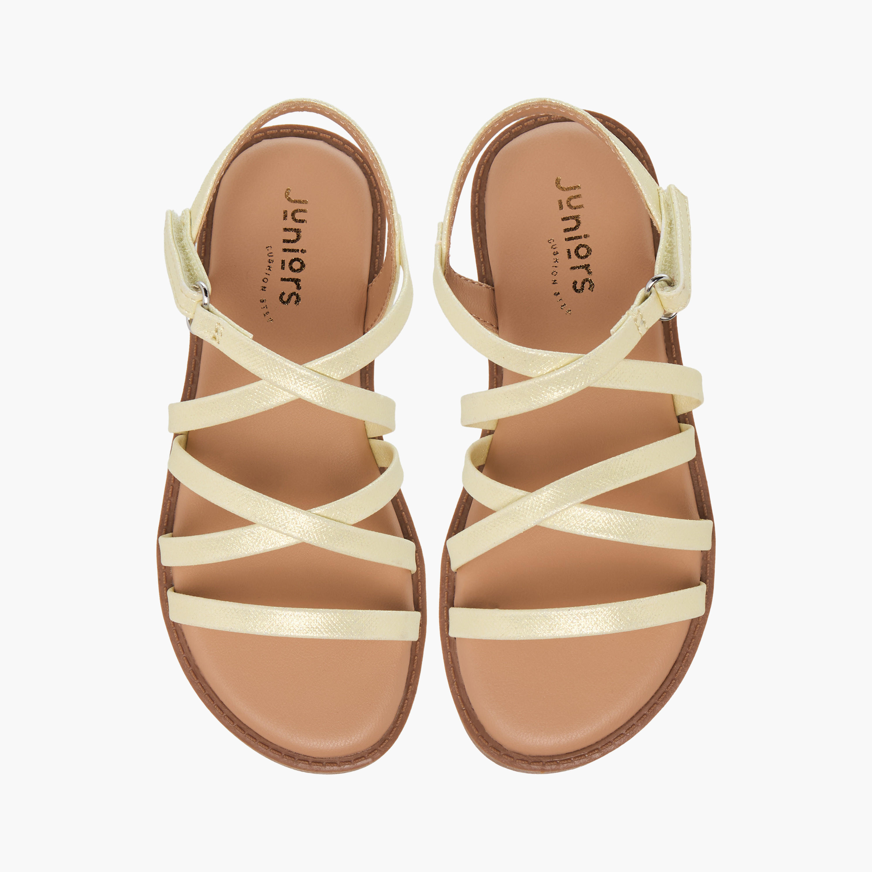 صندل بأحزمة متقاطعة وشريط إغلاق لاصق للبنات من جونيورز-girls-shoes-sandals-image-1