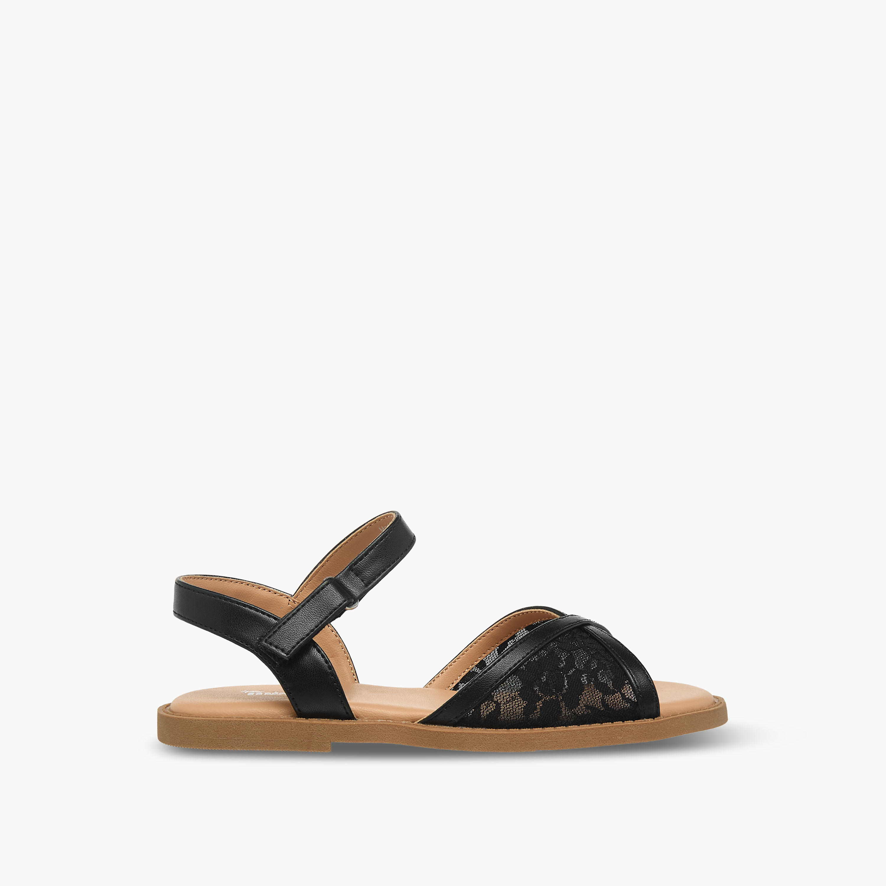 Little Missy Girls Lace Detail Hook & Loop Sandals-girls-shoes-sandals-image-2