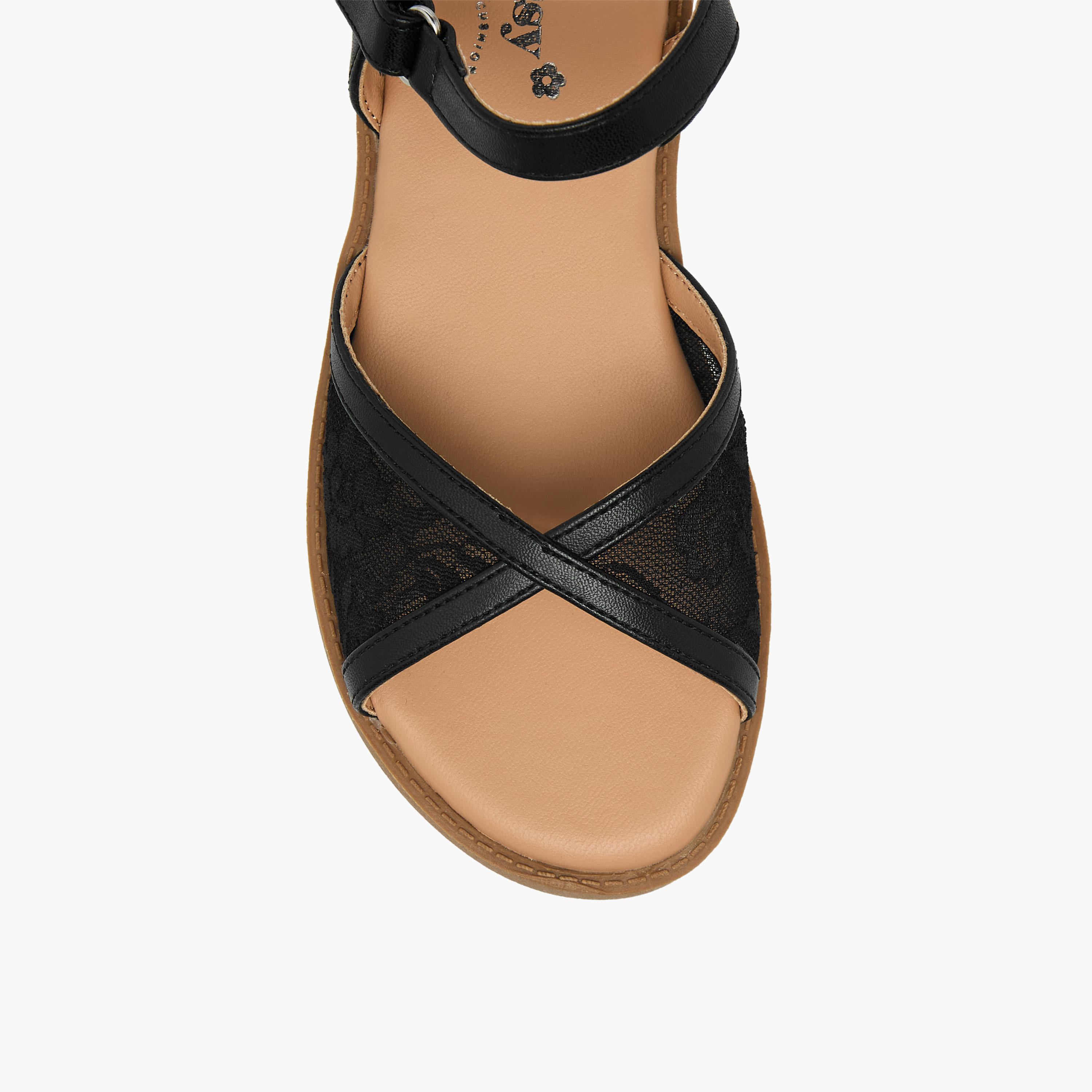 Little Missy Girls Lace Detail Hook & Loop Sandals-girls-shoes-sandals-image-3